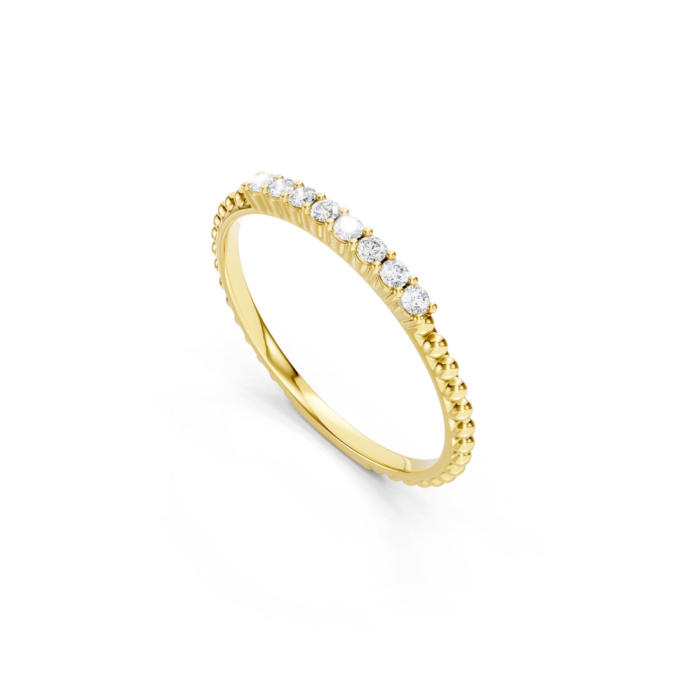 0.20 CT Round Diamond Wedding Band, Solid Gold Stackable Ring, 10K 14K 18K Gold