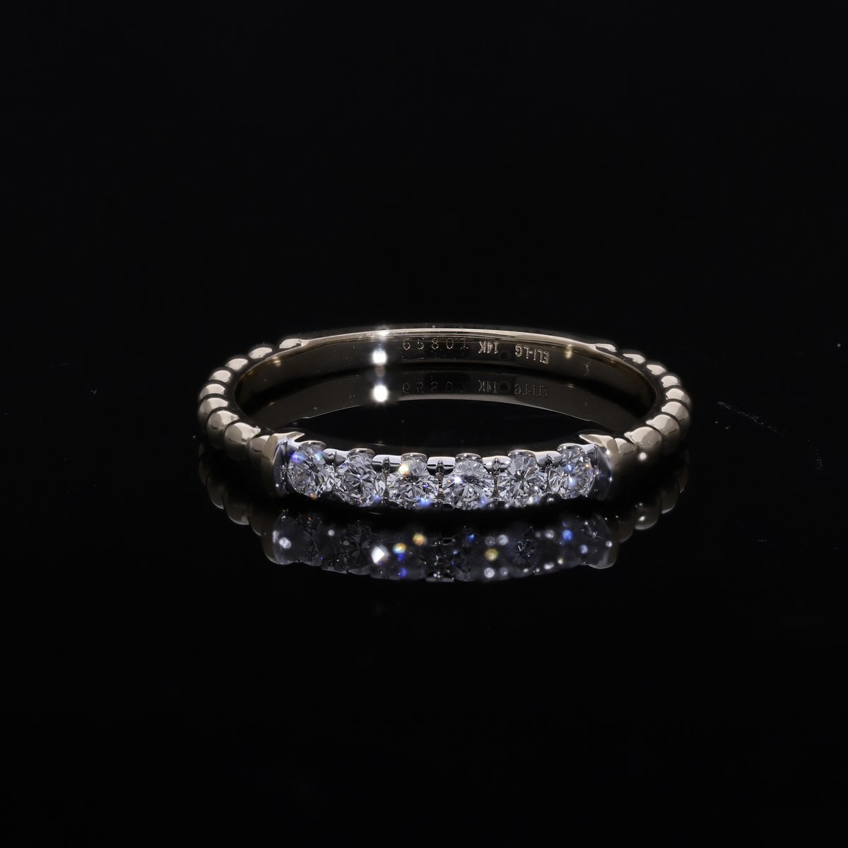 💍 0.22 Ct Round Brilliant Diamond Bubble Prong Band | 14k White / Yellow Gold | Stackable Ring ✨💎
