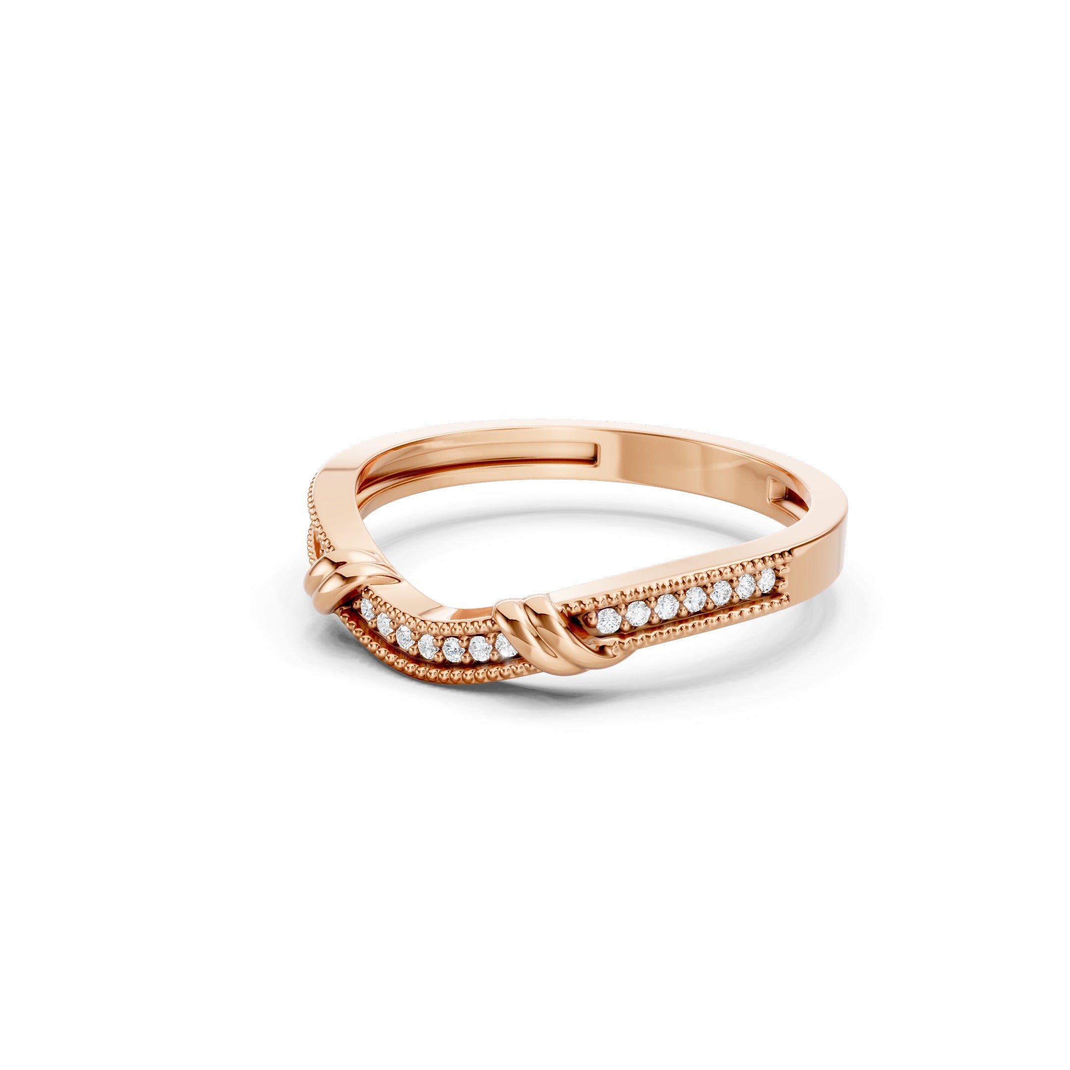 0.20 CT Round Lab Grown Curved Diamond Wedding Band in 10K 14K 18K