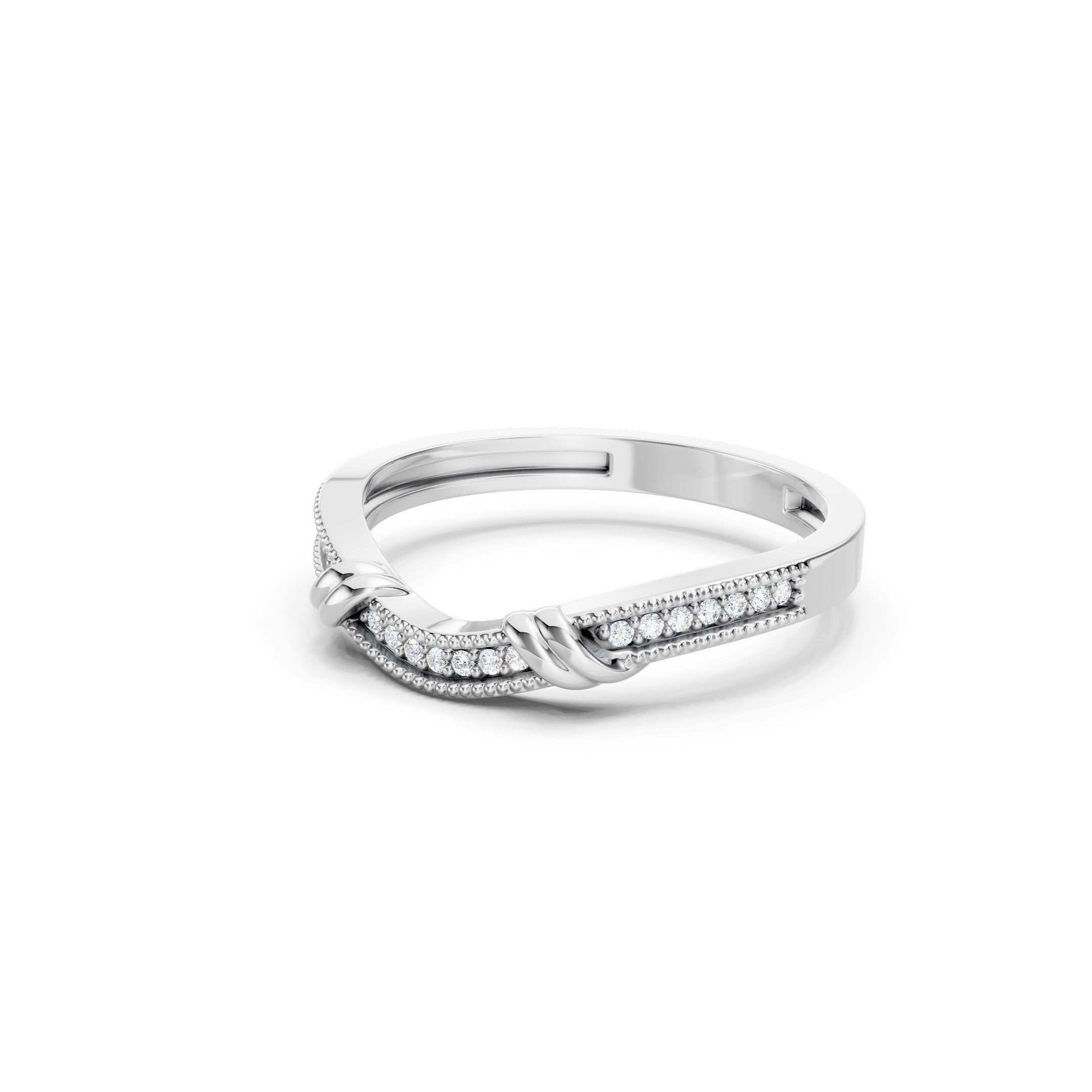 0.20 CT Round Lab Grown Curved Diamond Wedding Band in 10K 14K 18K