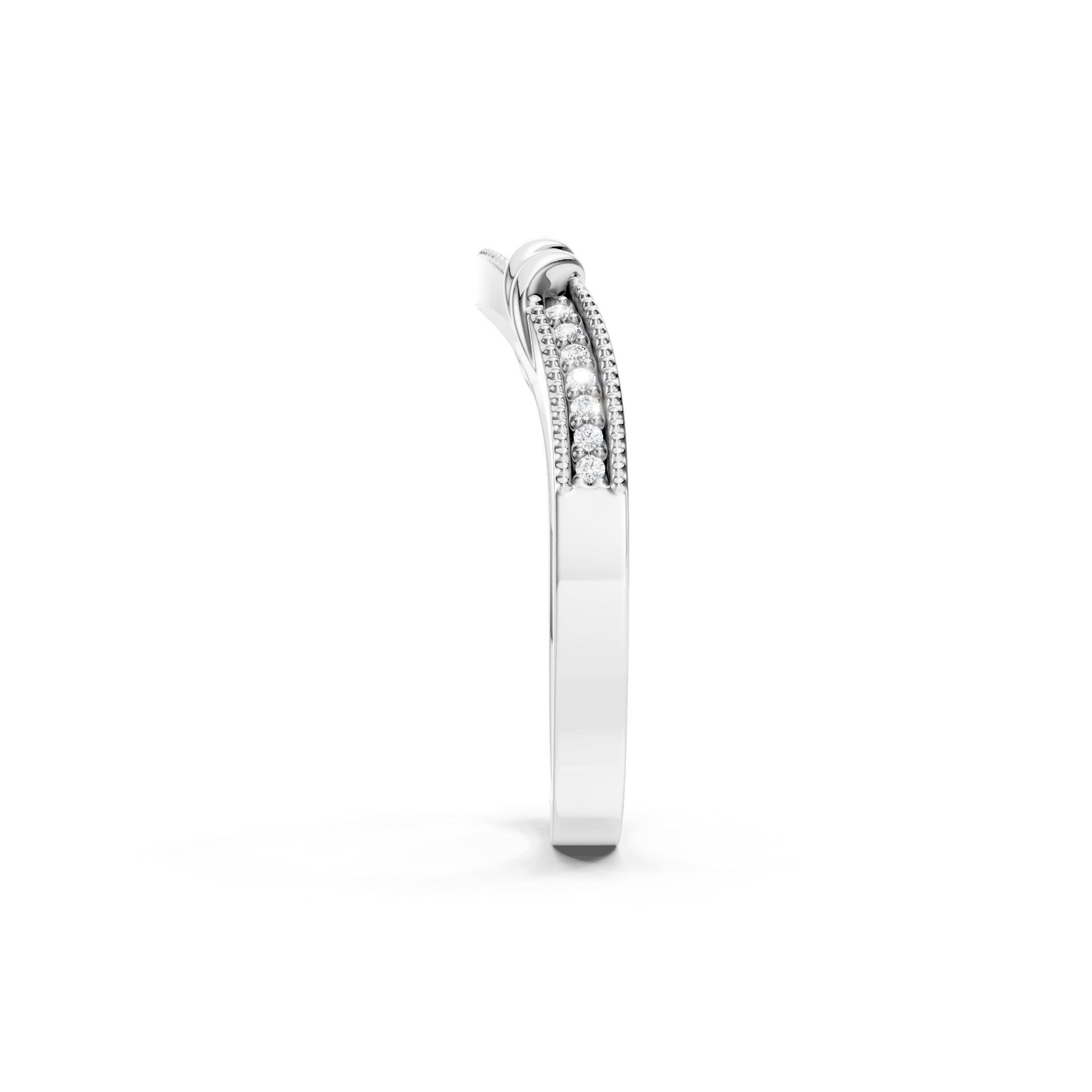 0.20 CT Round Lab Grown Curved Diamond Wedding Band in 10K 14K 18K
