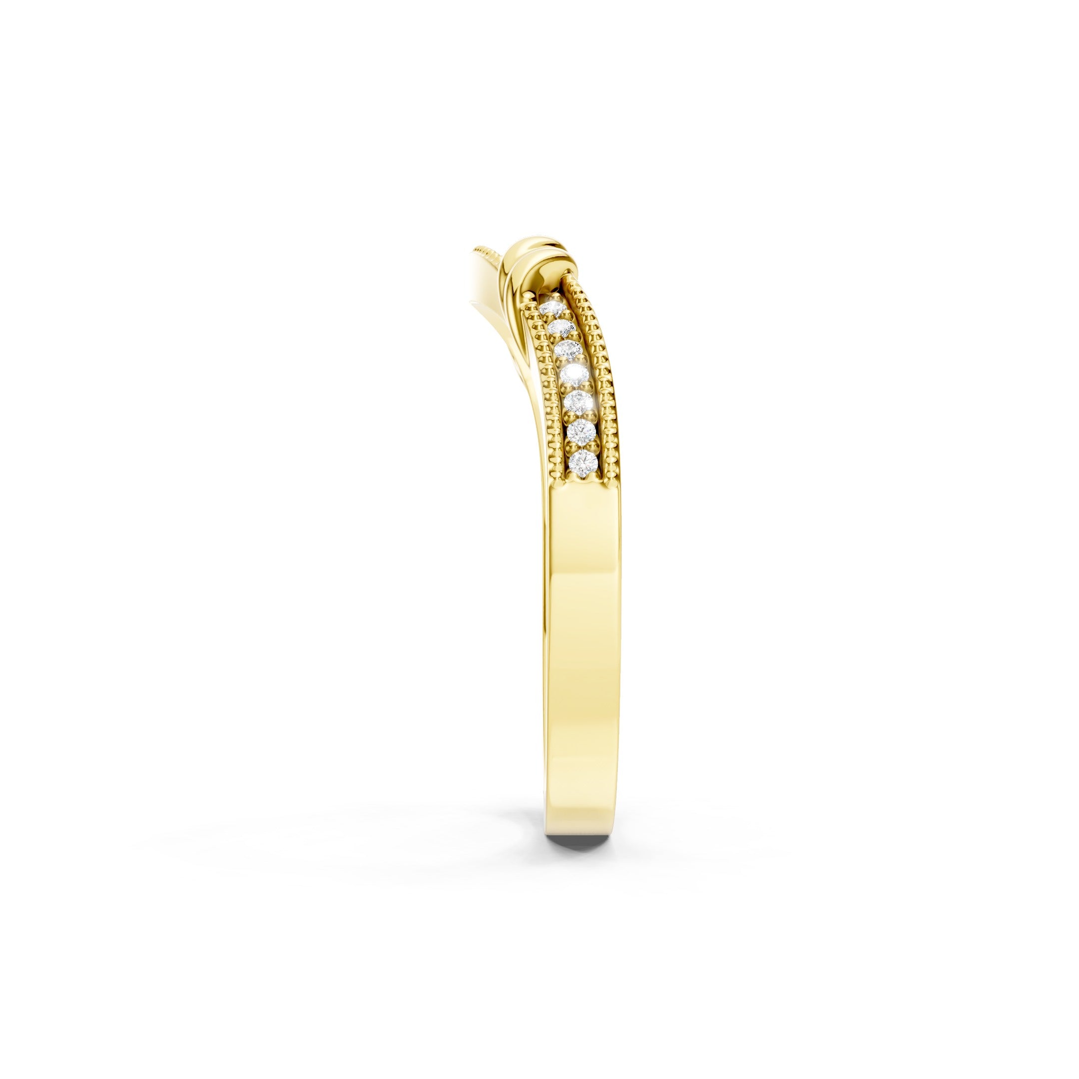 0.20 CT Round Lab Grown Curved Diamond Wedding Band in 10K 14K 18K