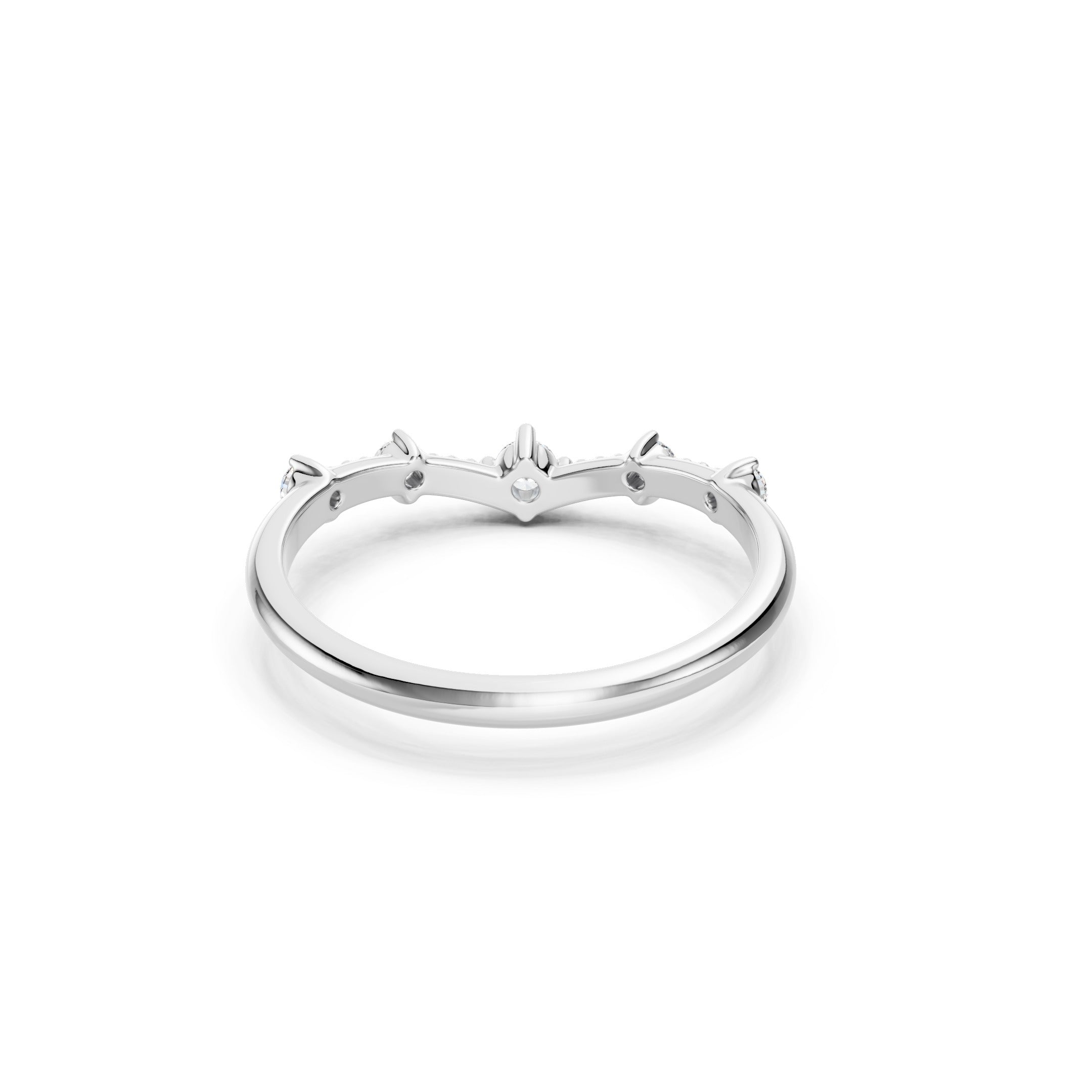 Round Diamond Chevron Wedding Band in Solid Gold V Shaped Ring