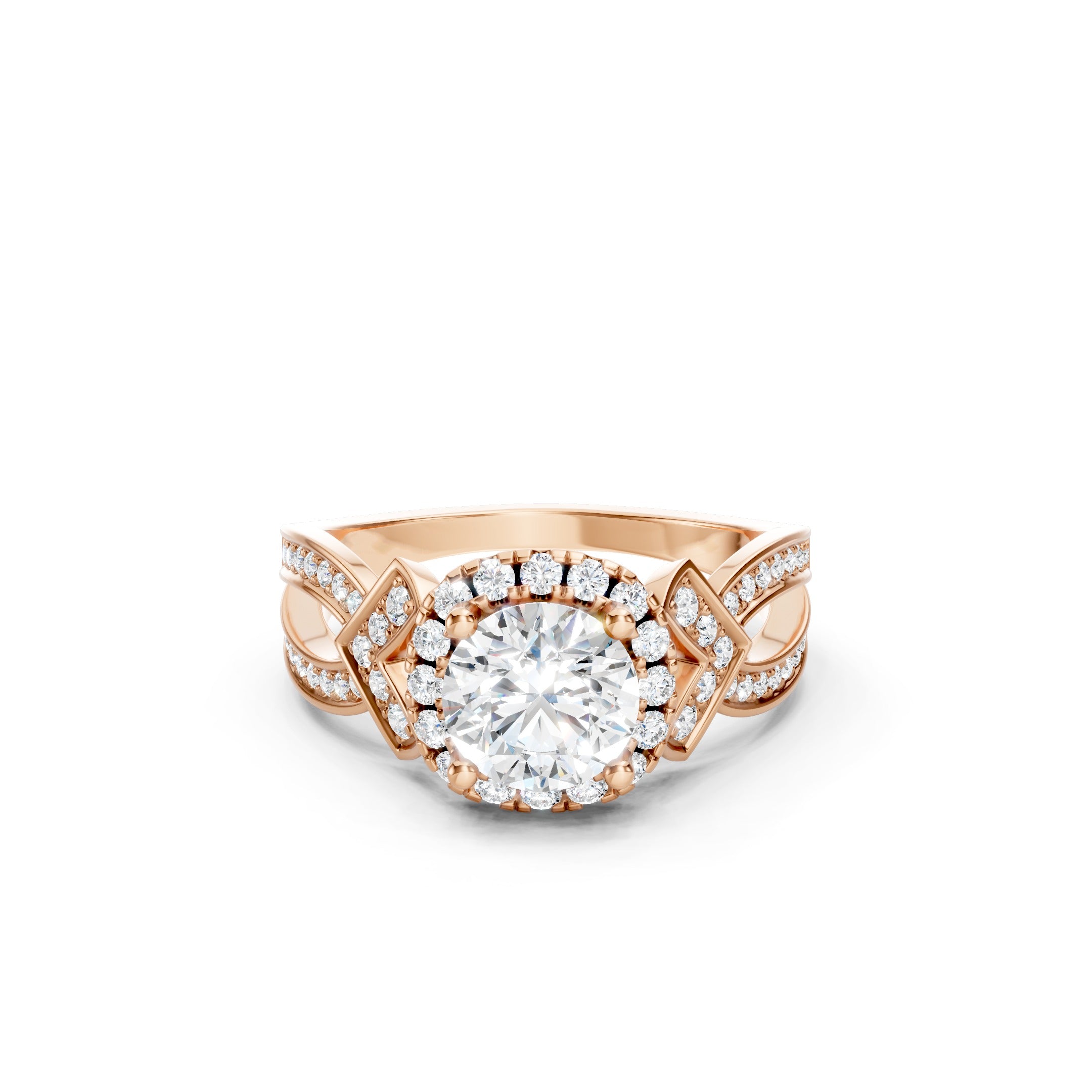 1.60 CT Round Lab Grown Diamond Engagement Halo Ring, 10K 14K 18K Gold Pave Bridal Ring