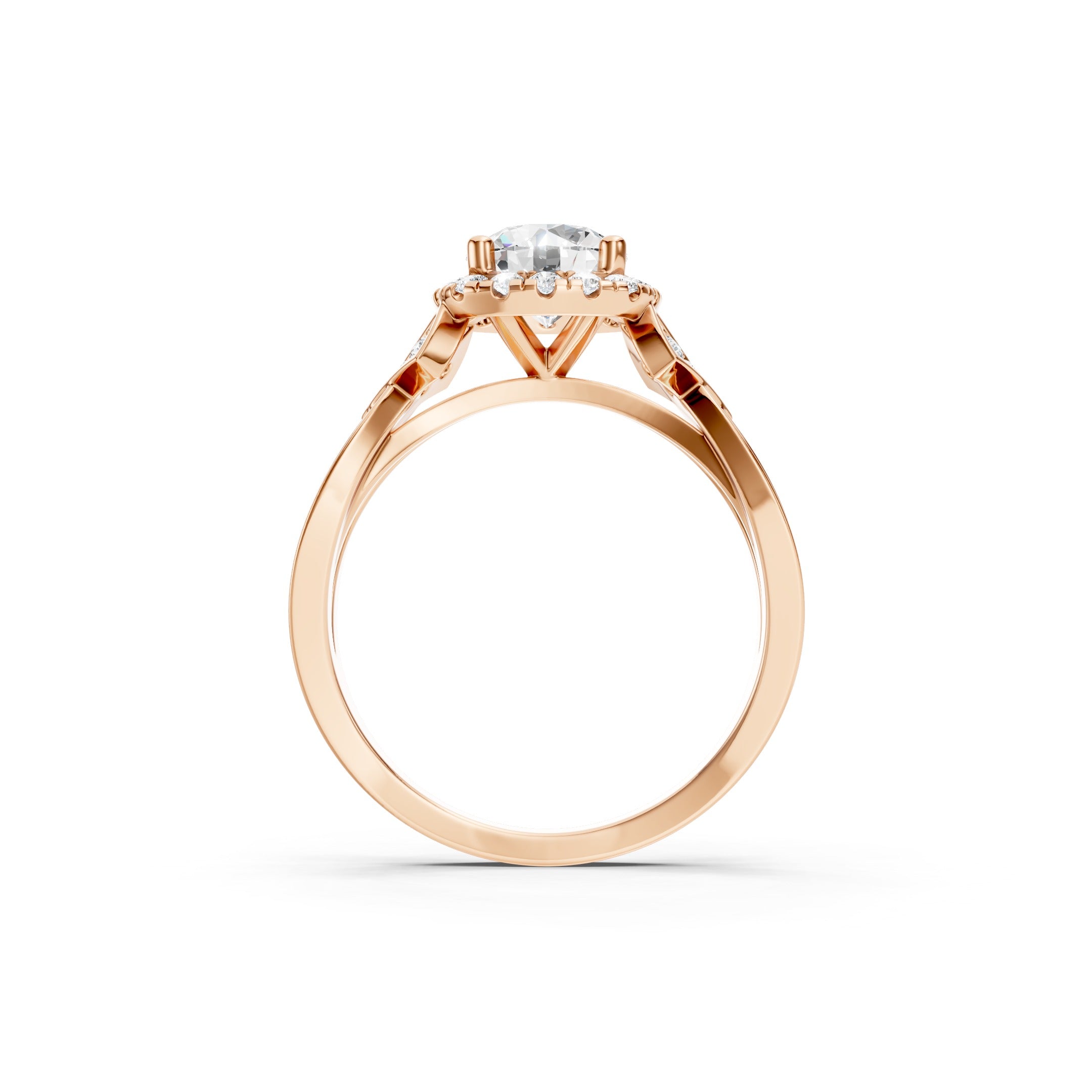 1.60 CT Round Lab Grown Diamond Engagement Halo Ring, 10K 14K 18K Gold Pave Bridal Ring