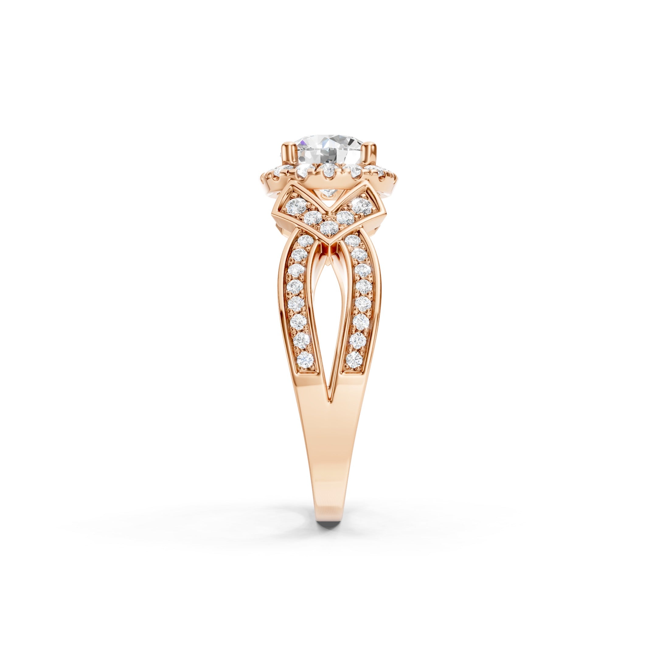1.60 CT Round Lab Grown Diamond Engagement Halo Ring, 10K 14K 18K Gold Pave Bridal Ring