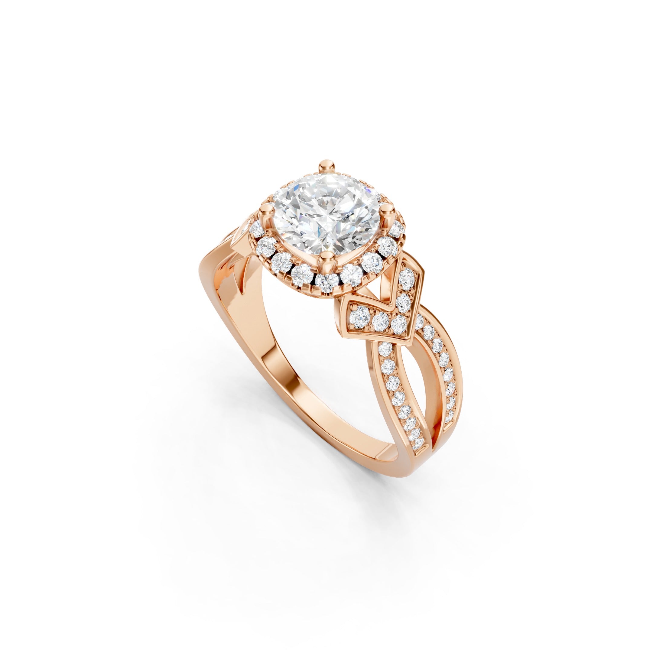 1.60 CT Round Lab Grown Diamond Engagement Halo Ring, 10K 14K 18K Gold Pave Bridal Ring