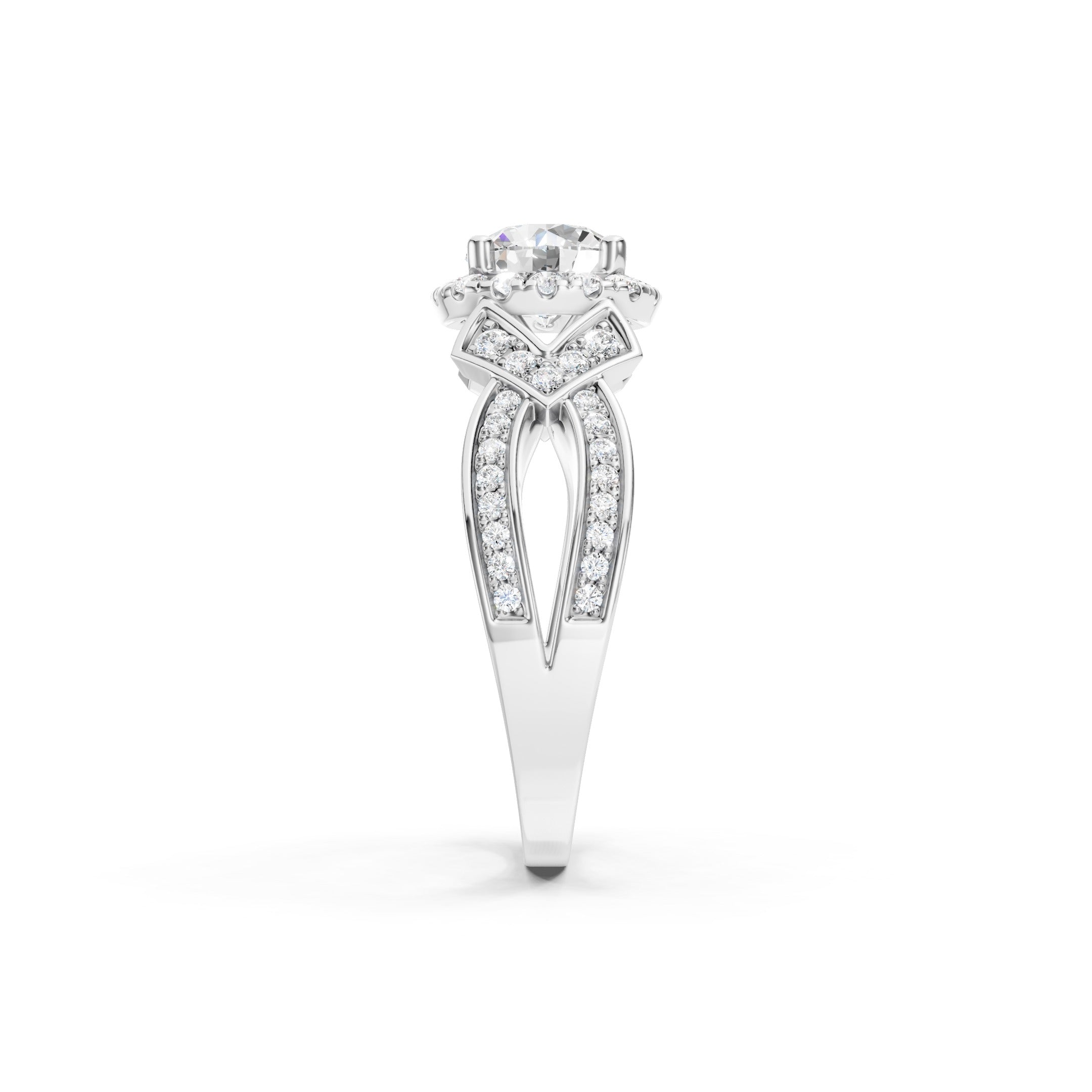 1.60 CT Round Lab Grown Diamond Engagement Halo Ring, 10K 14K 18K Gold Pave Bridal Ring