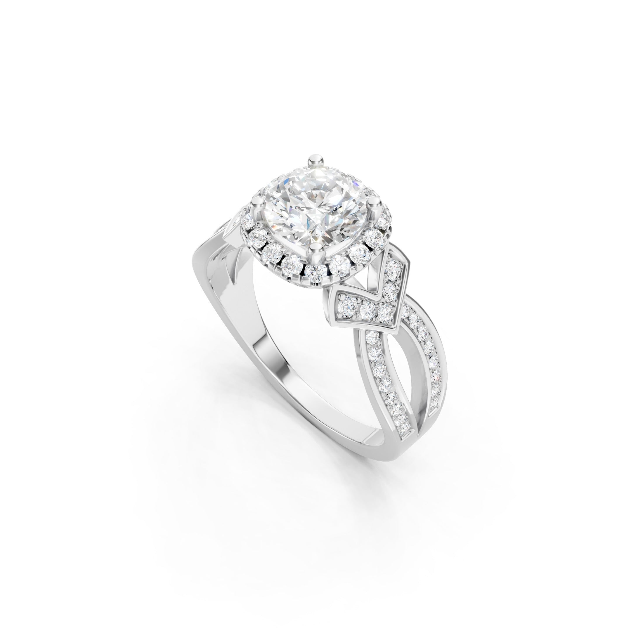 1.60 CT Round Lab Grown Diamond Engagement Halo Ring, 10K 14K 18K Gold Pave Bridal Ring