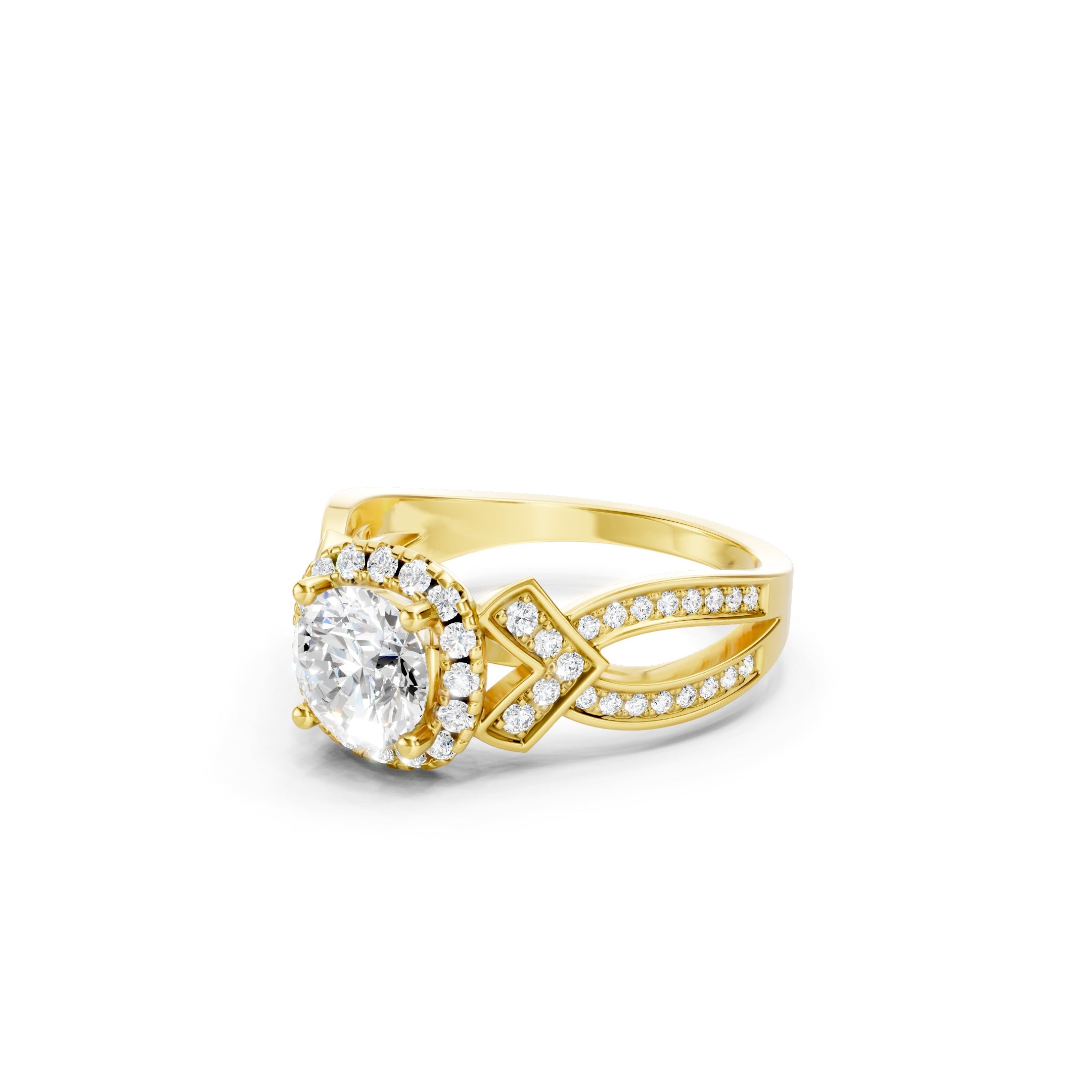 1.60 CT Round Lab Grown Diamond Engagement Halo Ring, 10K 14K 18K Gold Pave Bridal Ring