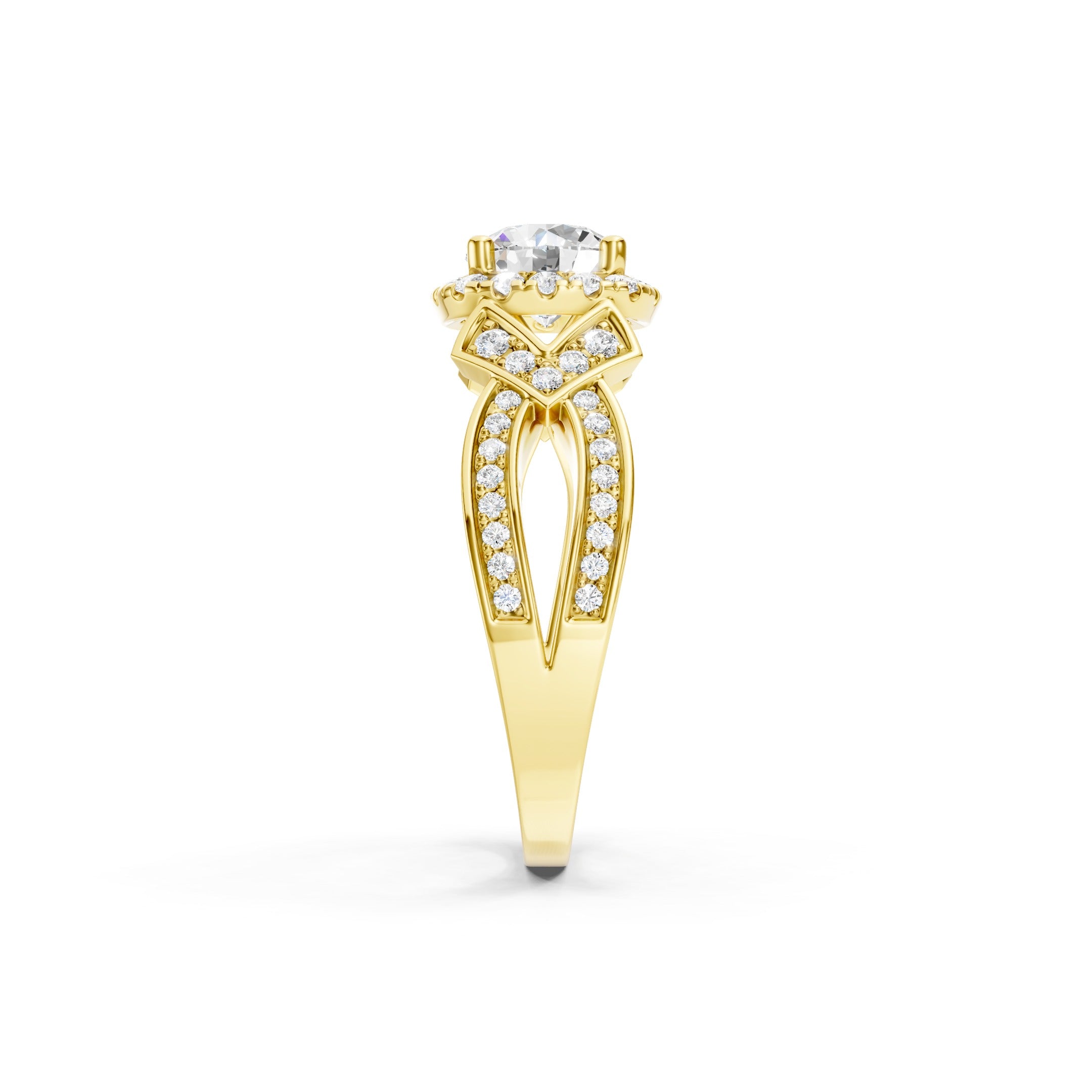 1.60 CT Round Lab Grown Diamond Engagement Halo Ring, 10K 14K 18K Gold Pave Bridal Ring