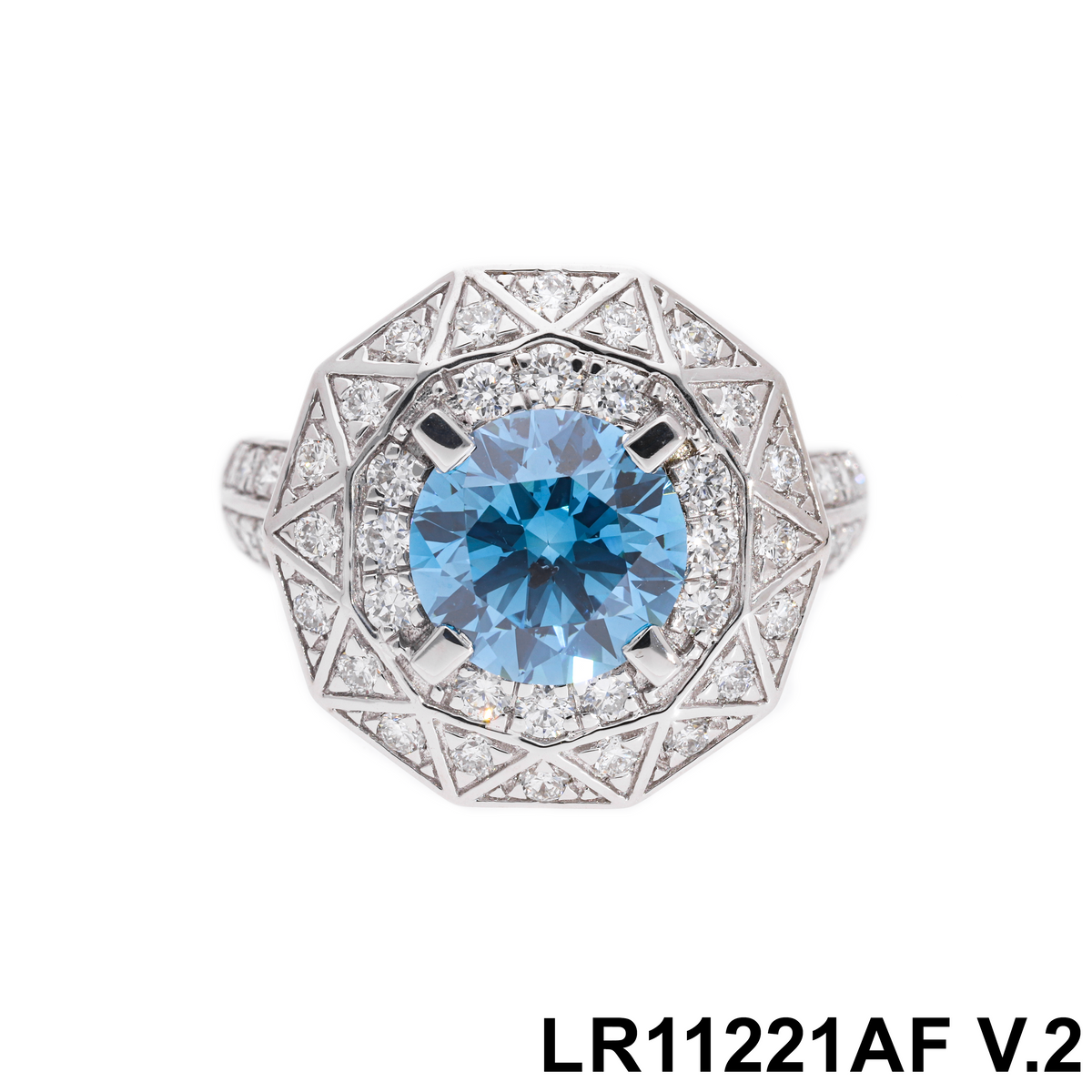 💍 0.80 Ct Blue Round Cut Diamond Double Halo Mosaic Ring | 14k White / Yellow Gold | Luxury Statement Ring ✨💎 (Copy)