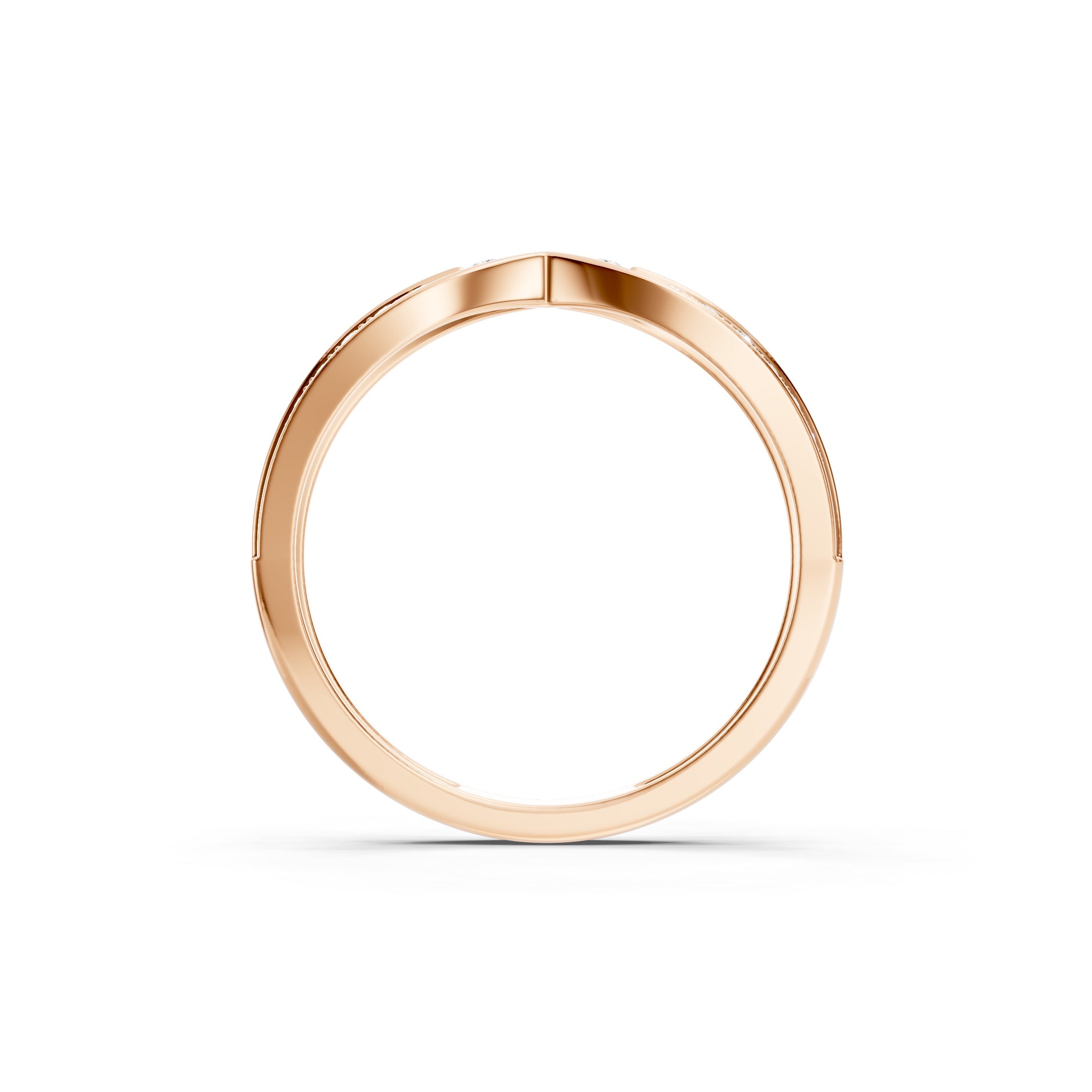 Crossover Lab Grown Diamond Ring, Pave Diamond Wedding band in solid gold