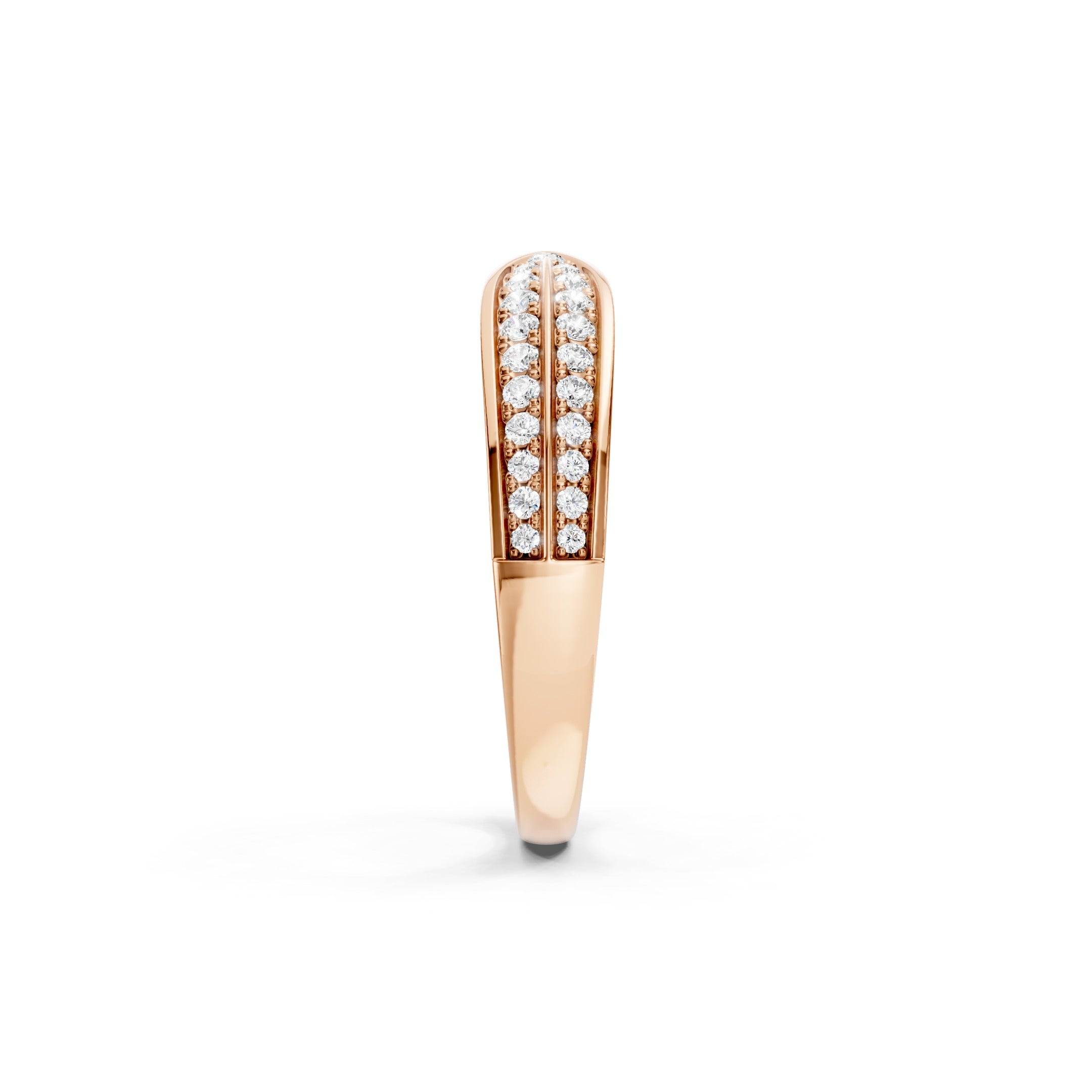 Crossover Lab Grown Diamond Ring, Pave Diamond Wedding band in solid gold