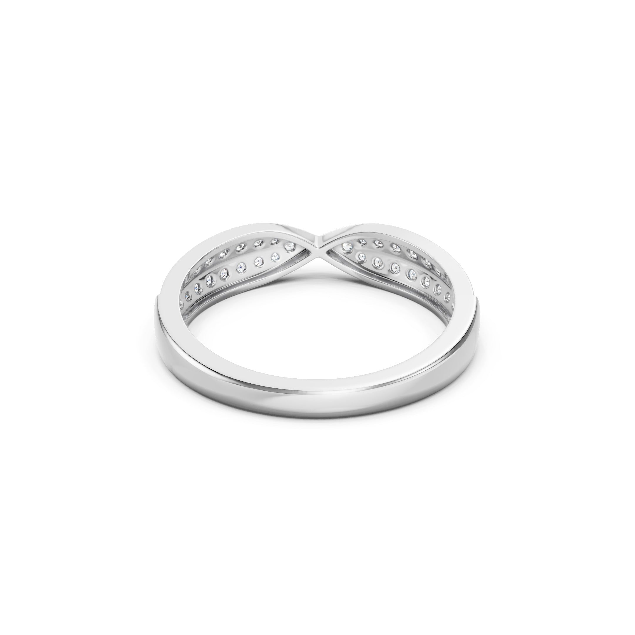 Crossover Lab Grown Diamond Ring, Pave Diamond Wedding band in solid gold