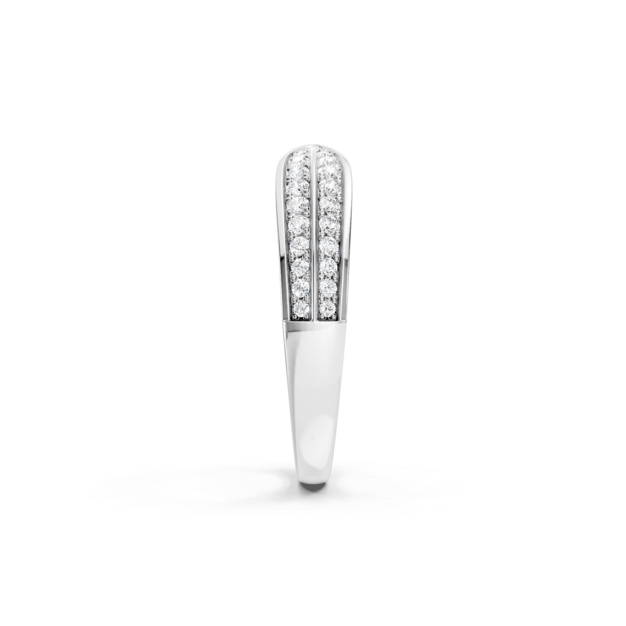 Crossover Lab Grown Diamond Ring, Pave Diamond Wedding band in solid gold