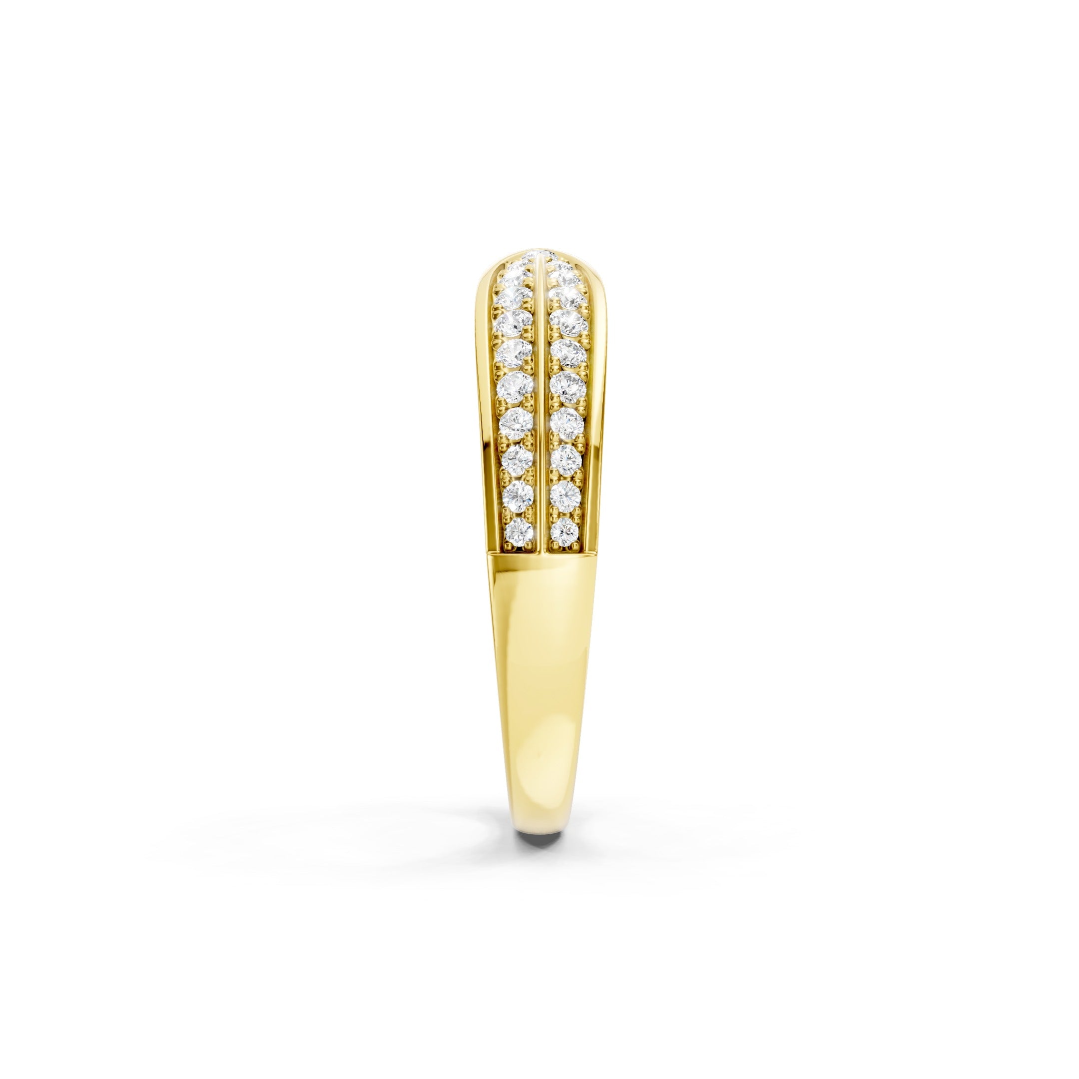 Crossover Lab Grown Diamond Ring, Pave Diamond Wedding band in solid gold