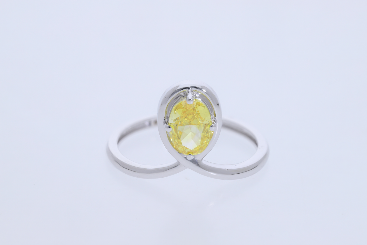 💍 1.05 Ct Yellow Oval Cut Diamond Bypass Loop Ring | 14k White / Yellow Gold | Solitaire Fashion Ring ✨💎