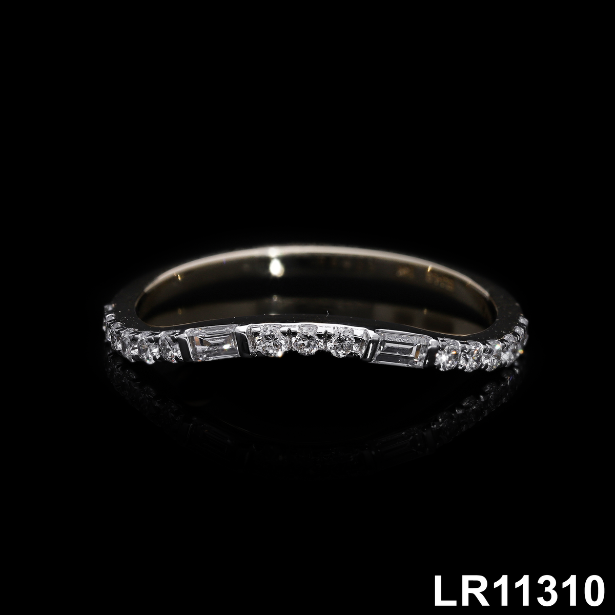 💍 0.33 Ct Round & Baguette Cut Diamond Curved Wedding Band | 14k White / Yellow / Rose Gold ✨💎