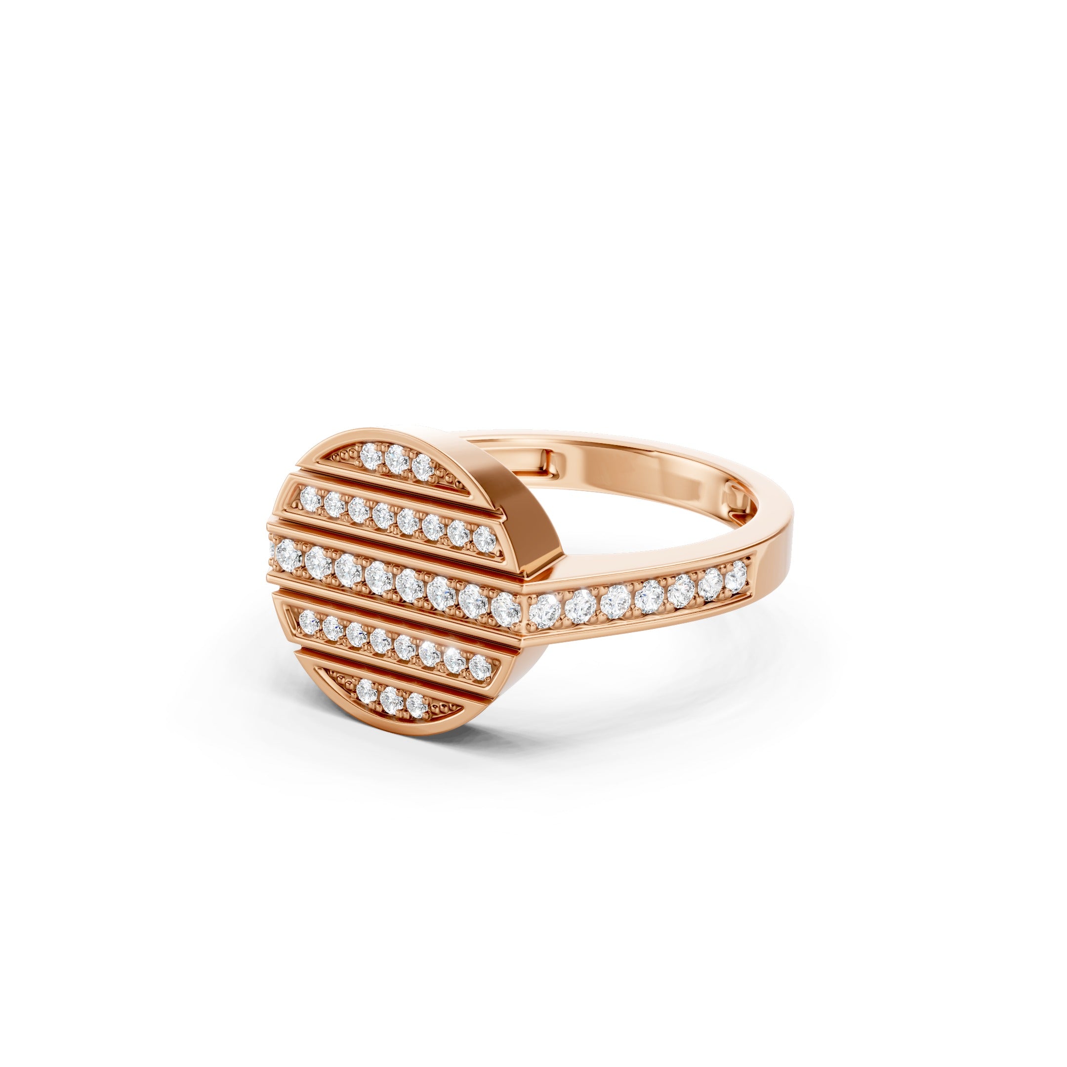  14K Round Lab Grown Diamond Ring, Geometric Statement Gold Ring