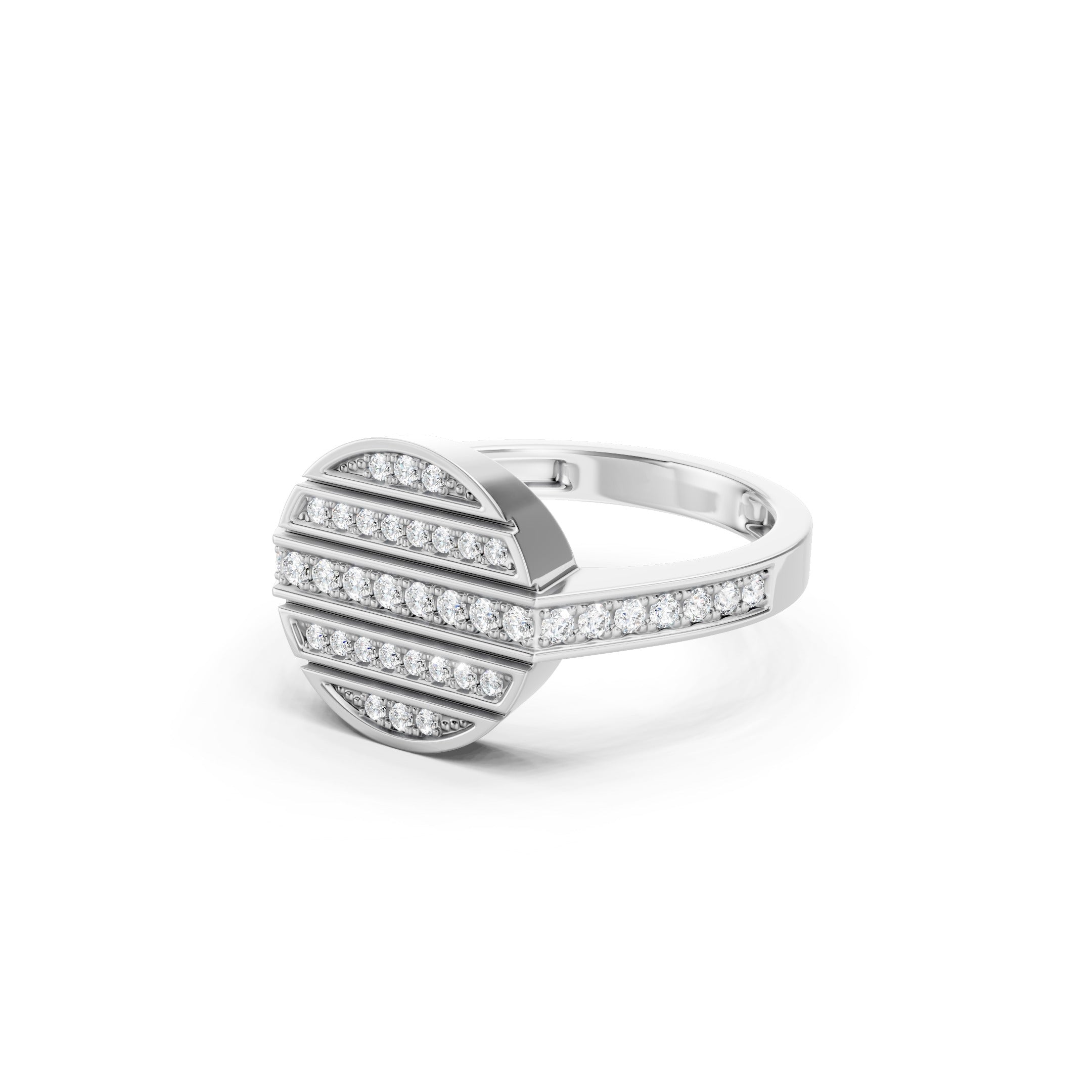  14K Round Lab Grown Diamond Ring, Geometric Statement Gold Ring