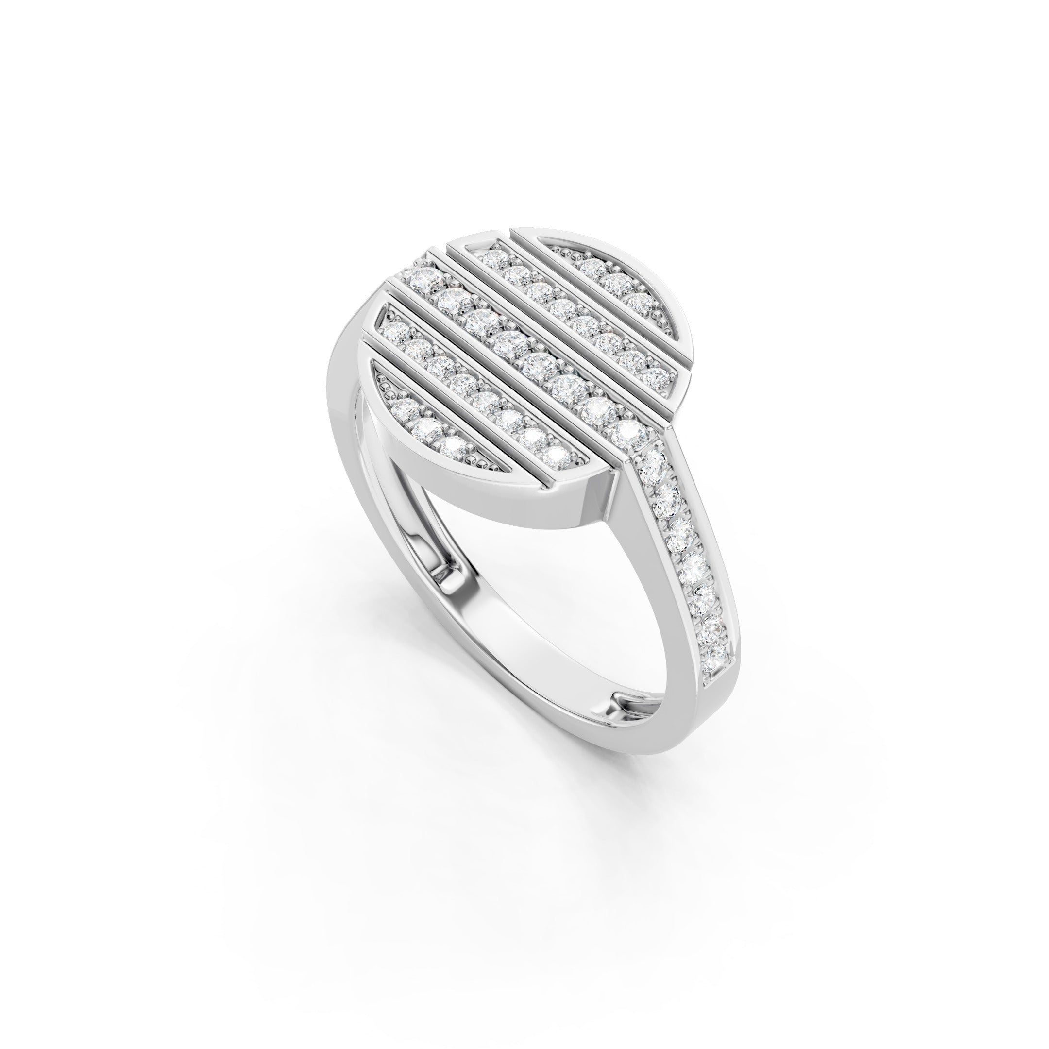  14K Round Lab Grown Diamond Ring, Geometric Statement Gold Ring