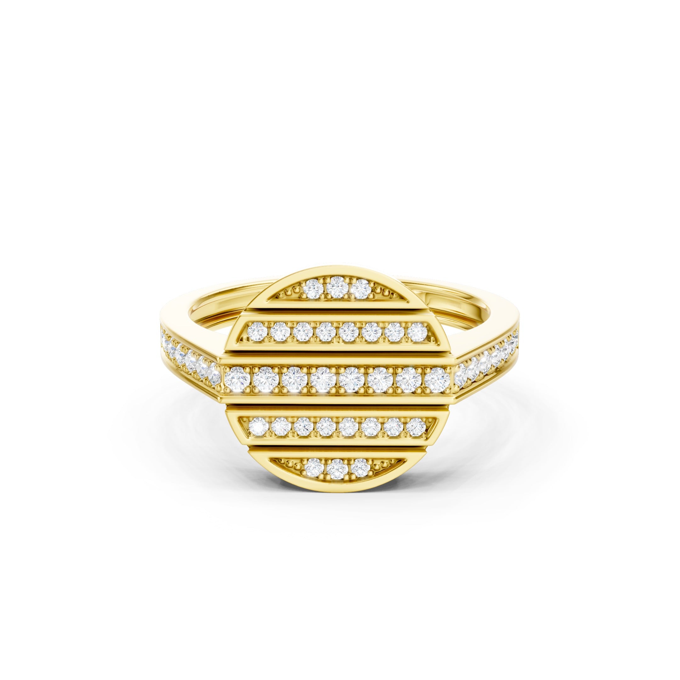  14K Round Lab Grown Diamond Ring, Geometric Statement Gold Ring