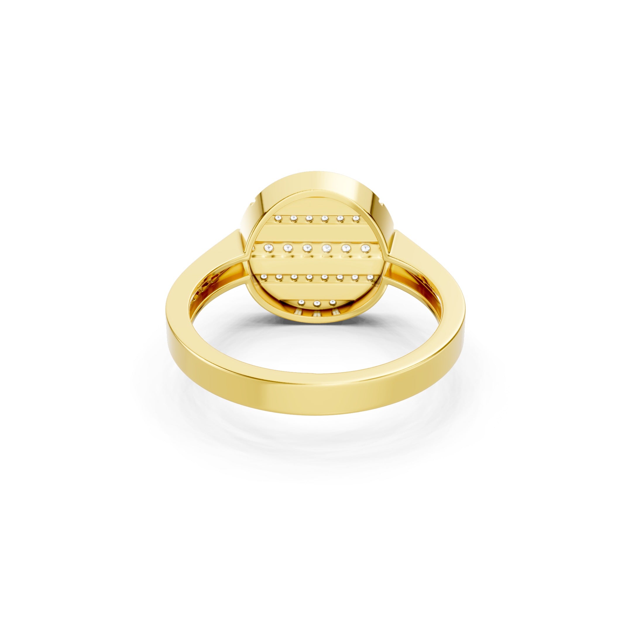  14K Round Lab Grown Diamond Ring, Geometric Statement Gold Ring