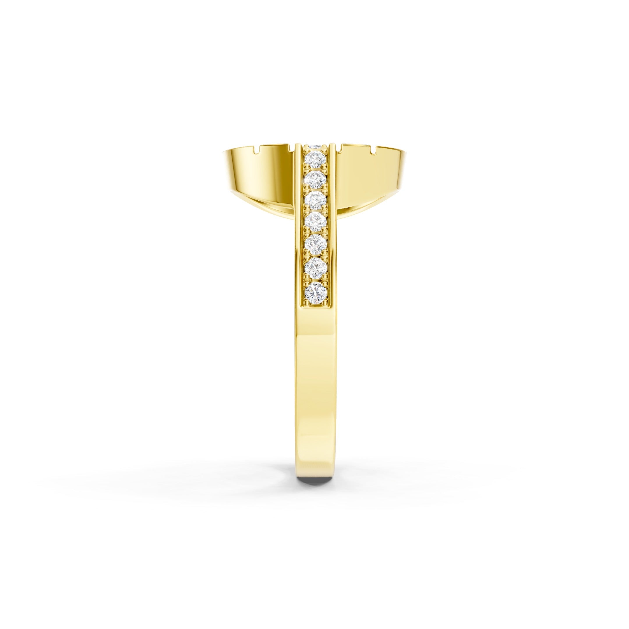  14K Round Lab Grown Diamond Ring, Geometric Statement Gold Ring
