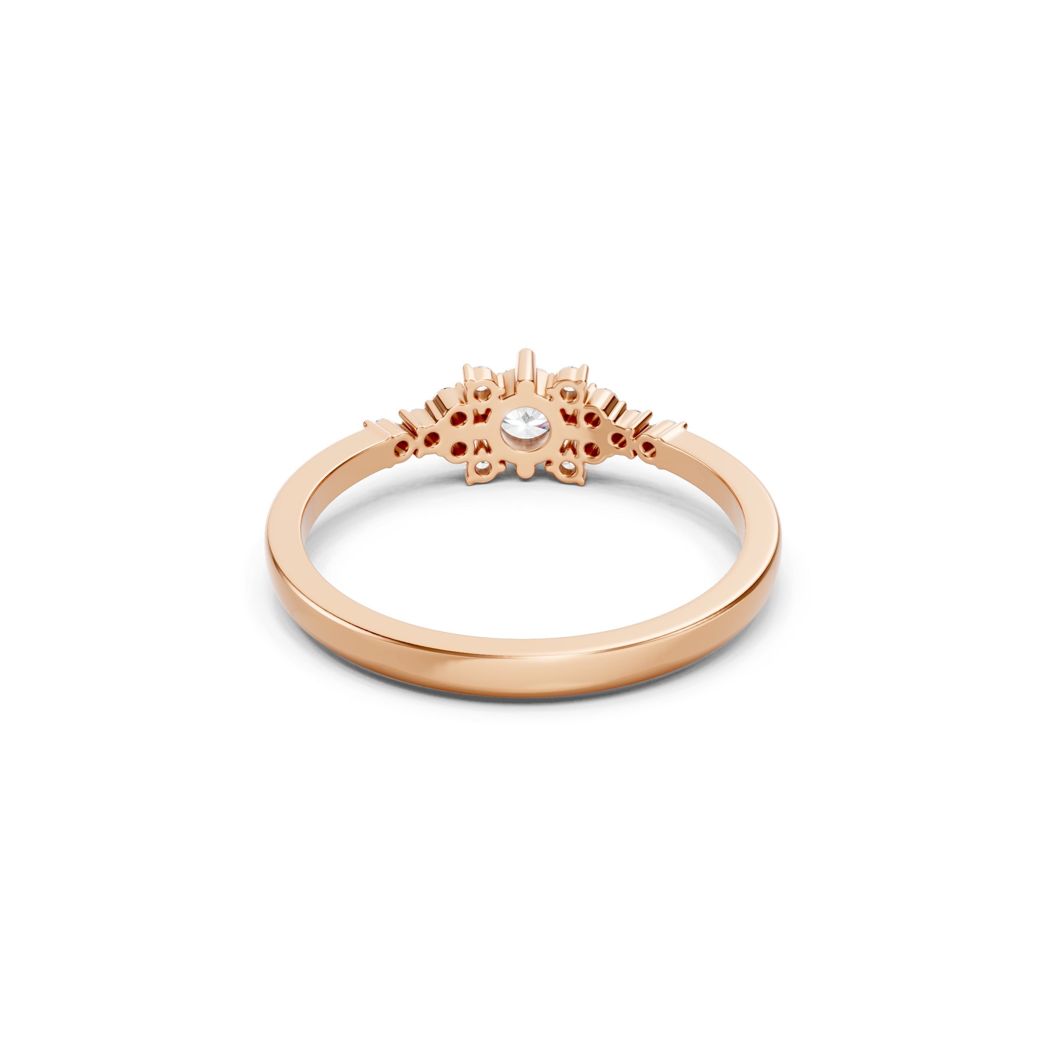 14K Gold Floral Cluster Engagement Ring, 0.32 CT Round Lab Grown Diamond Ring