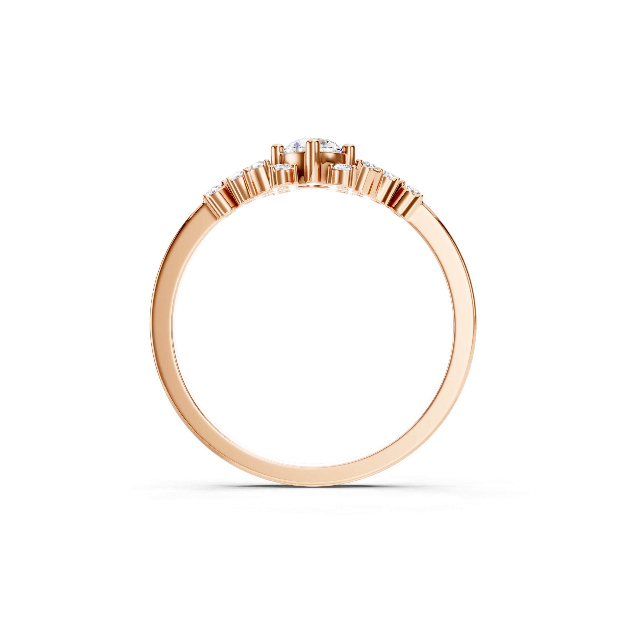 14K Gold Floral Cluster Engagement Ring, 0.32 CT Round Lab Grown Diamond Ring
