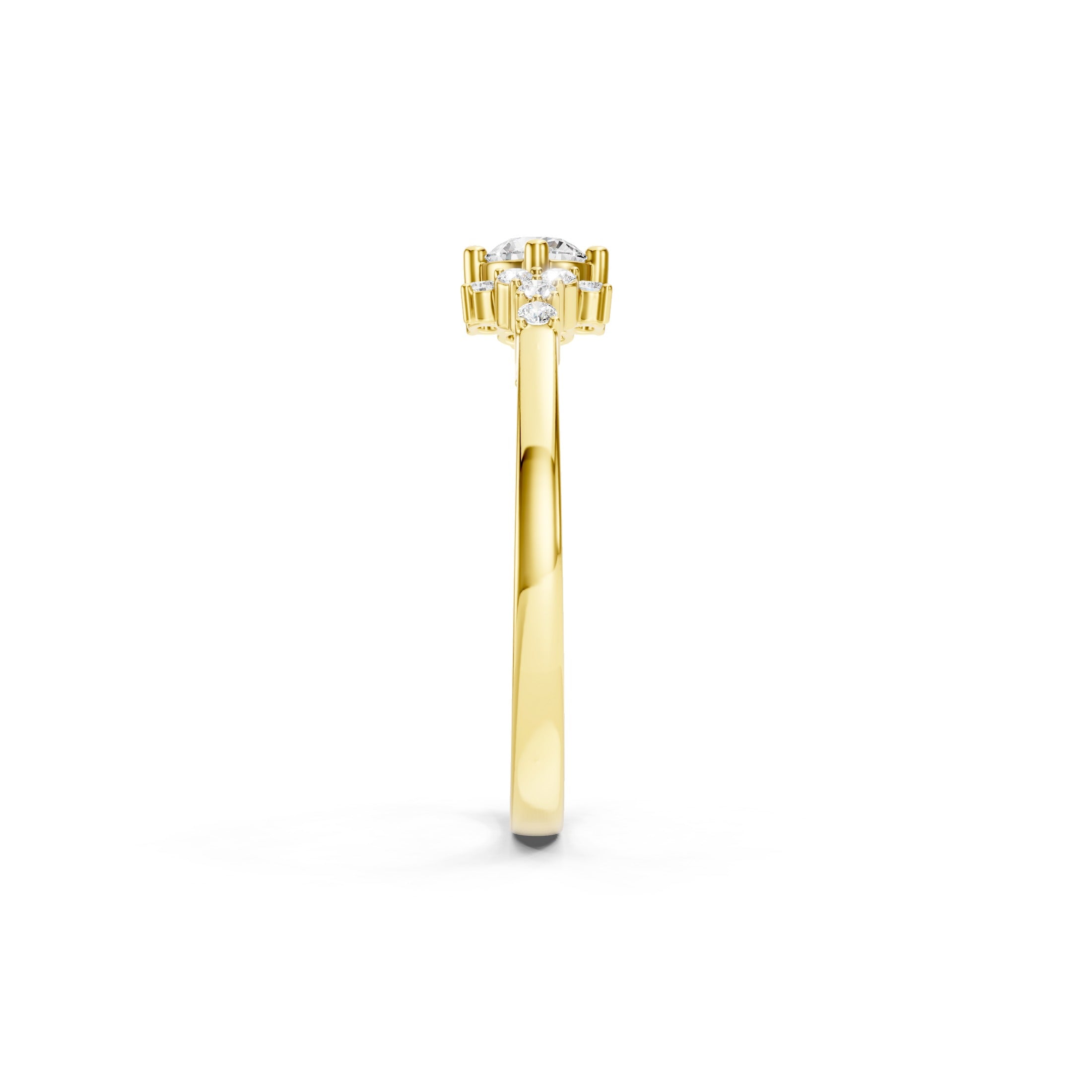 14K Gold Floral Cluster Engagement Ring, 0.32 CT Round Lab Grown Diamond Ring