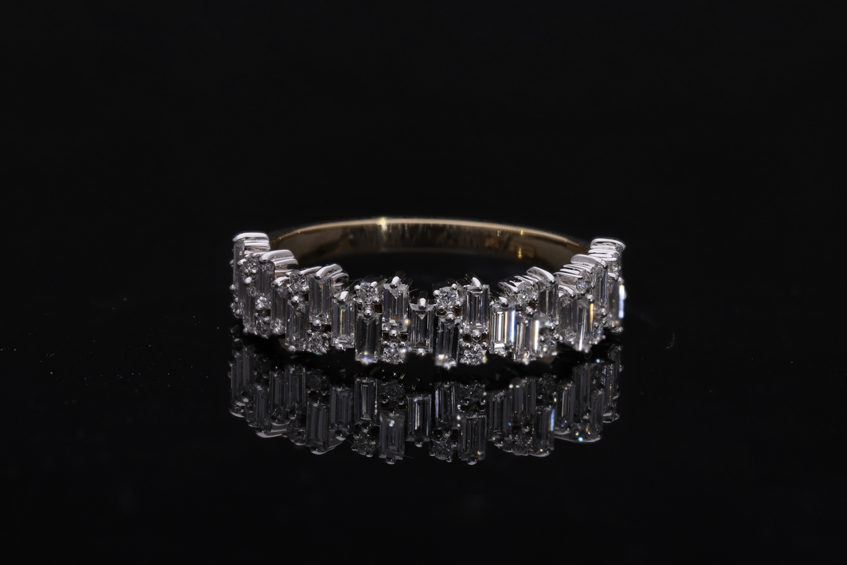 💍 0.75 Ct VVS Baguette & Round Cut Lab-Grown Diamond Ring | 14k White / Yellow Gold | Fashion Ring ✨💎