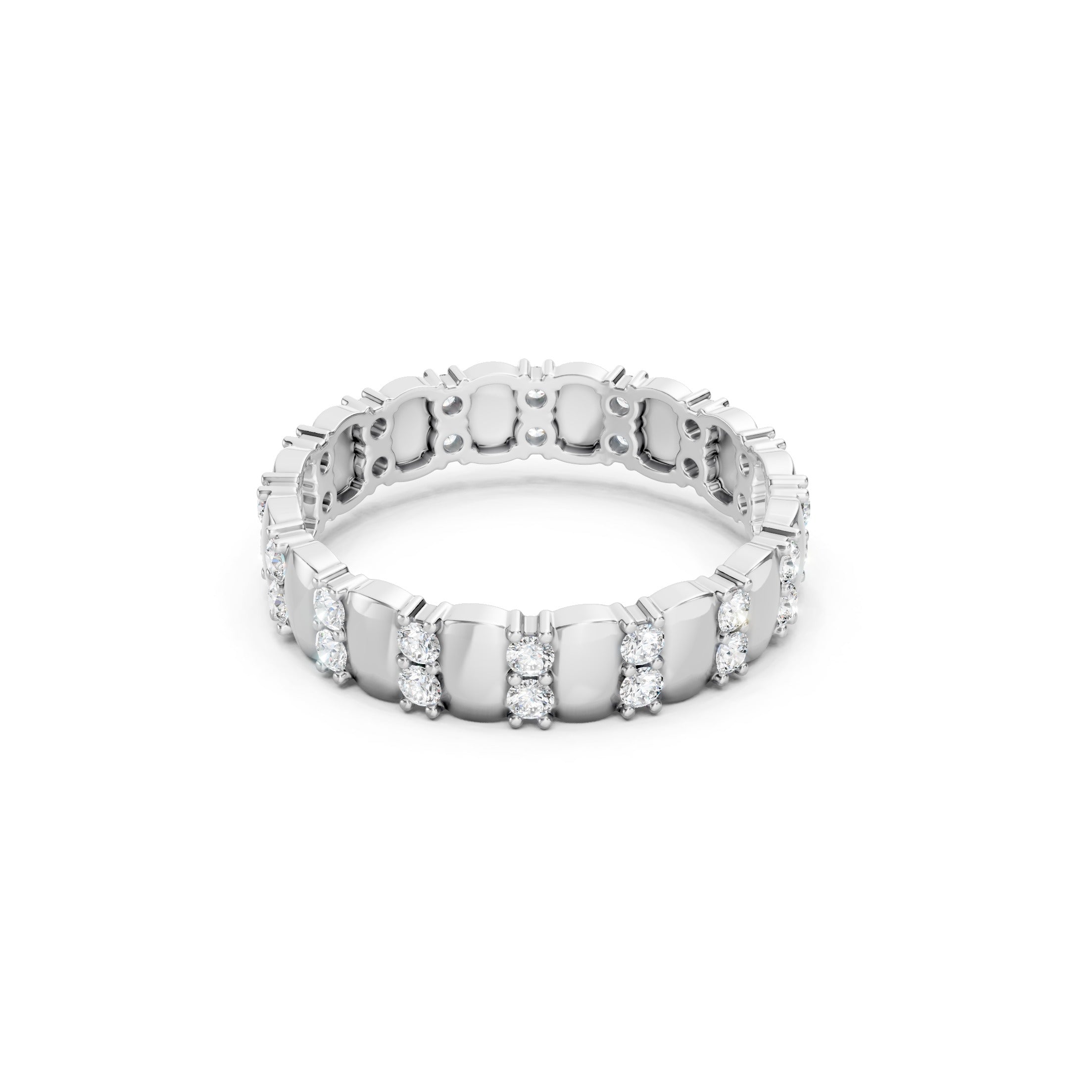 14K Vintage Stackable Wedding Band 0.60 CT Round Lab Grown Diamond Band