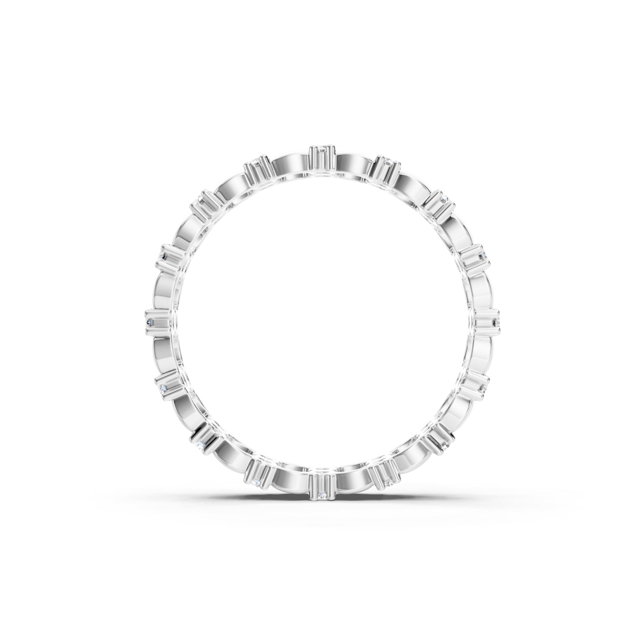 14K Vintage Stackable Wedding Band 0.60 CT Round Lab Grown Diamond Band