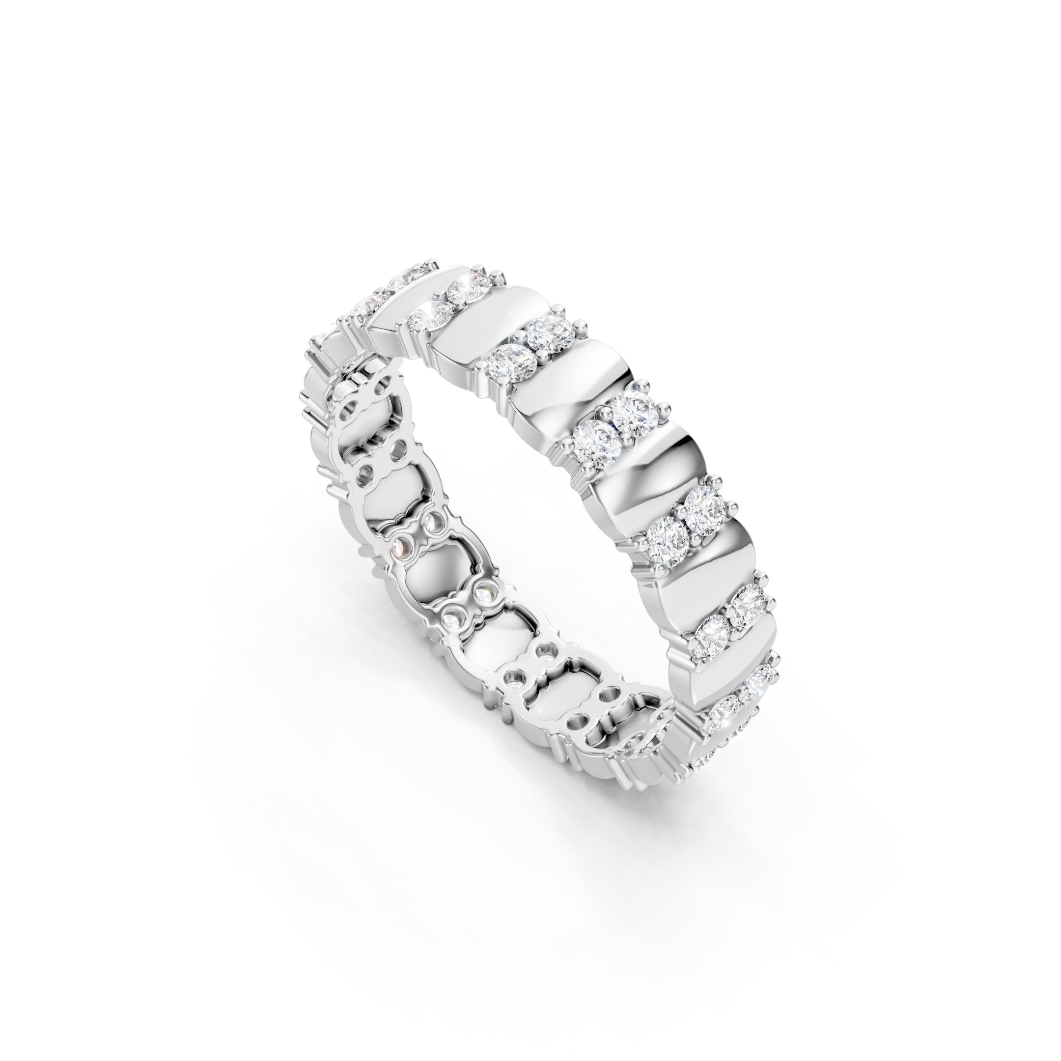 14K Vintage Stackable Wedding Band 0.60 CT Round Lab Grown Diamond Band