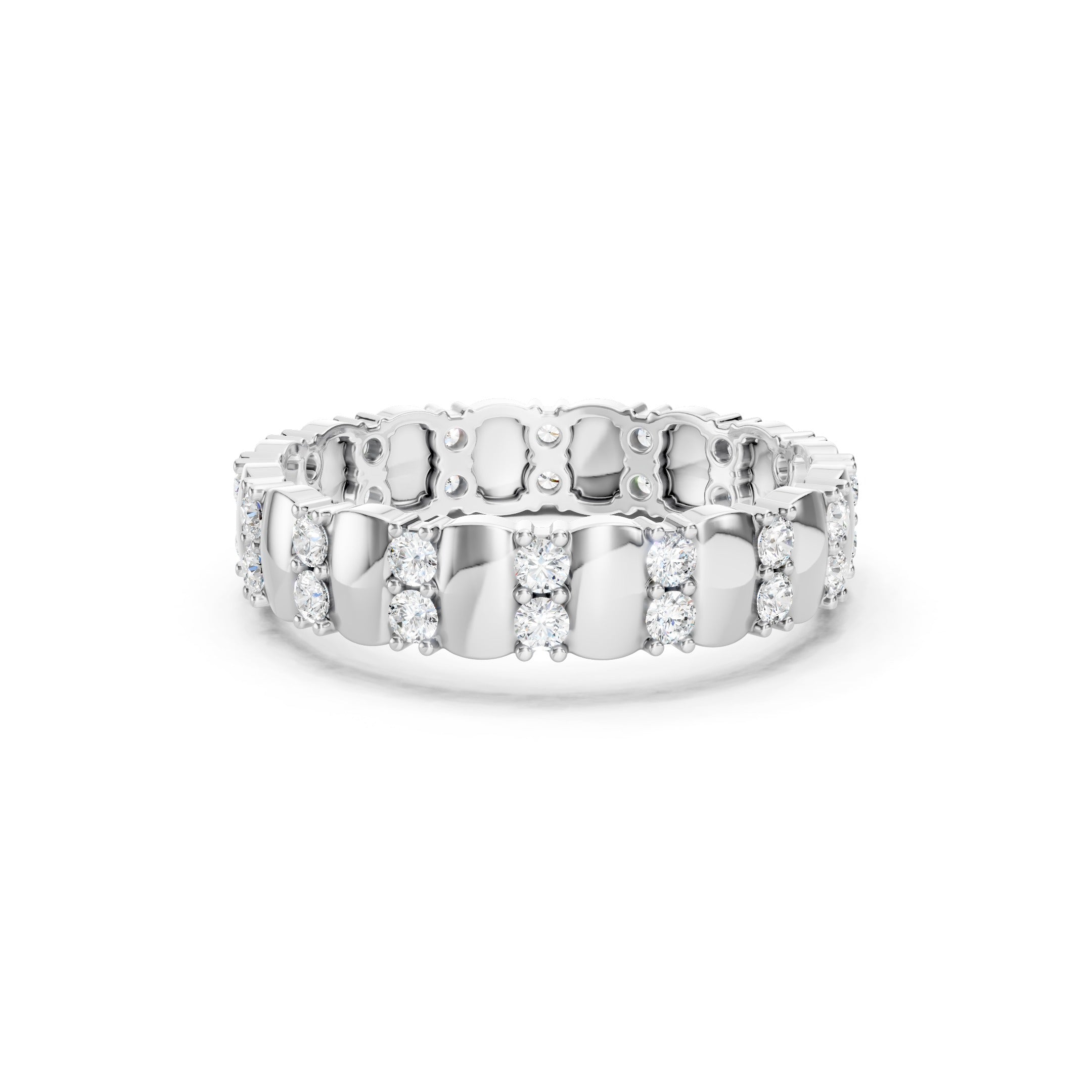 14K Vintage Stackable Wedding Band 0.60 CT Round Lab Grown Diamond Band