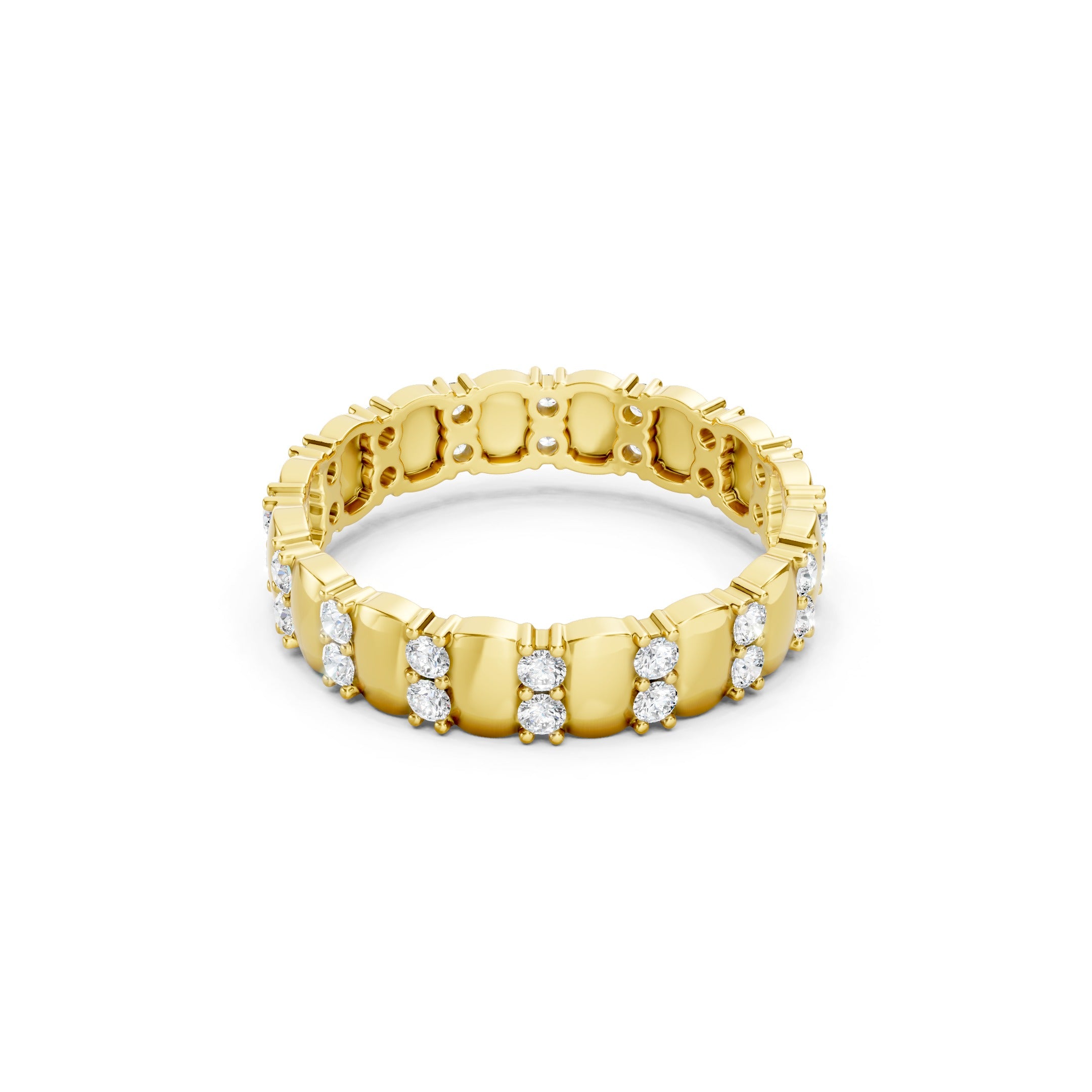 14K Vintage Stackable Wedding Band 0.60 CT Round Lab Grown Diamond Band