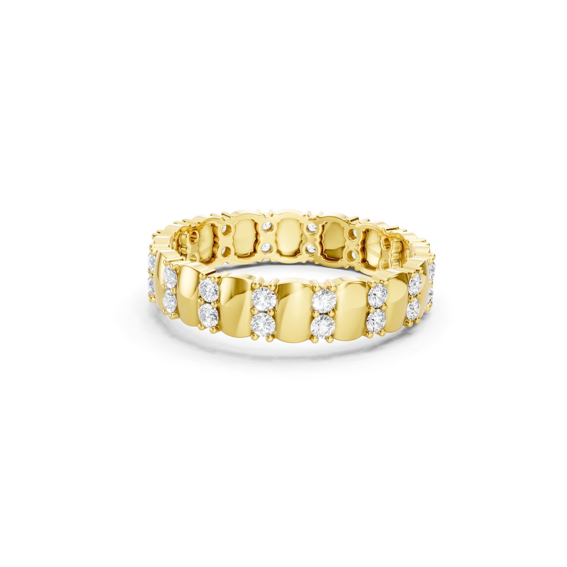14K Vintage Stackable Wedding Band 0.60 CT Round Lab Grown Diamond Band