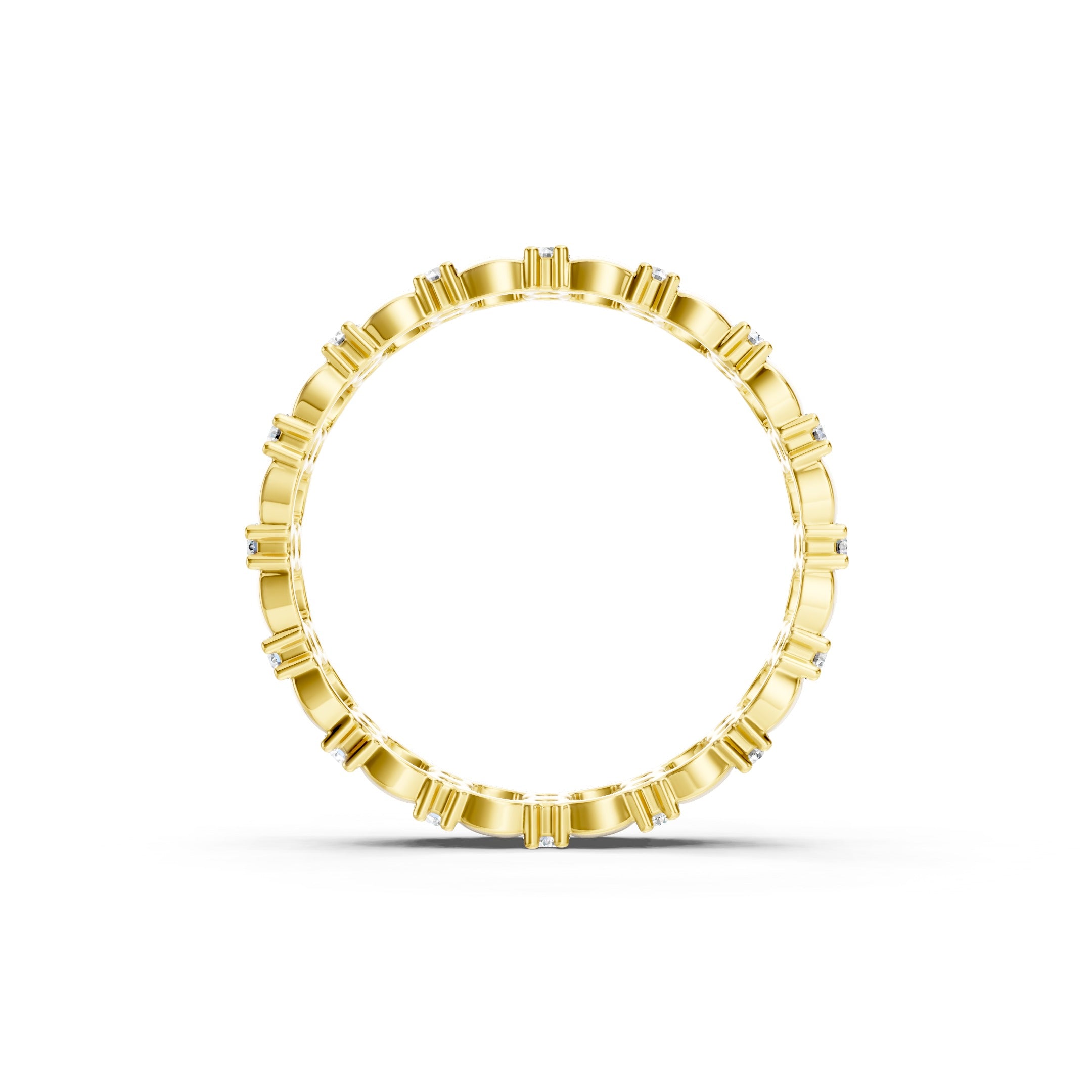 14K Vintage Stackable Wedding Band 0.60 CT Round Lab Grown Diamond Band