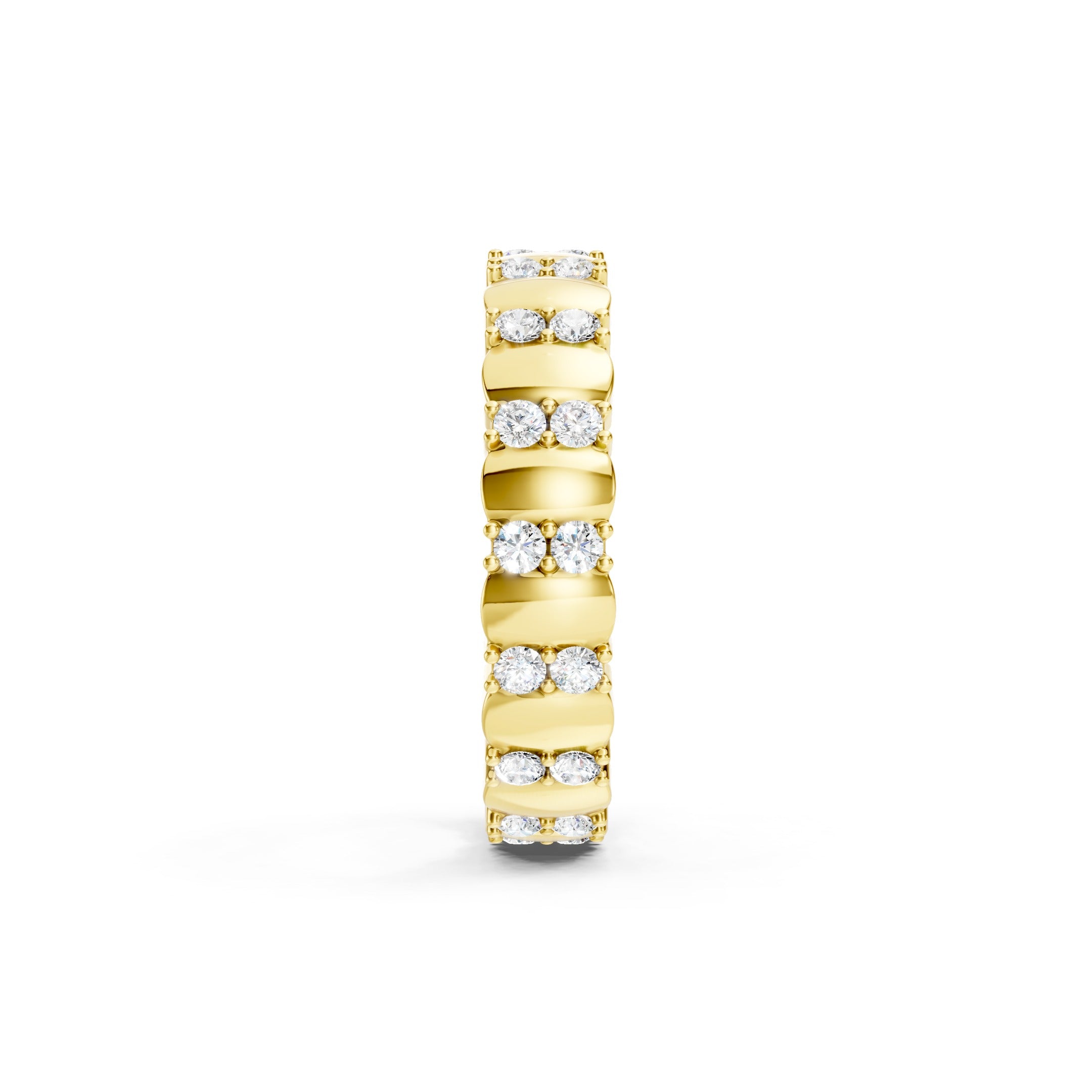 14K Vintage Stackable Wedding Band 0.60 CT Round Lab Grown Diamond Band