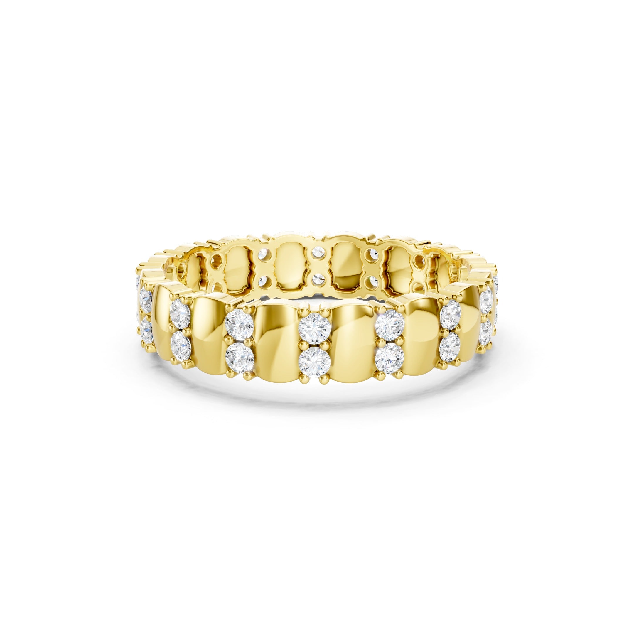14K Vintage Stackable Wedding Band 0.60 CT Round Lab Grown Diamond Band