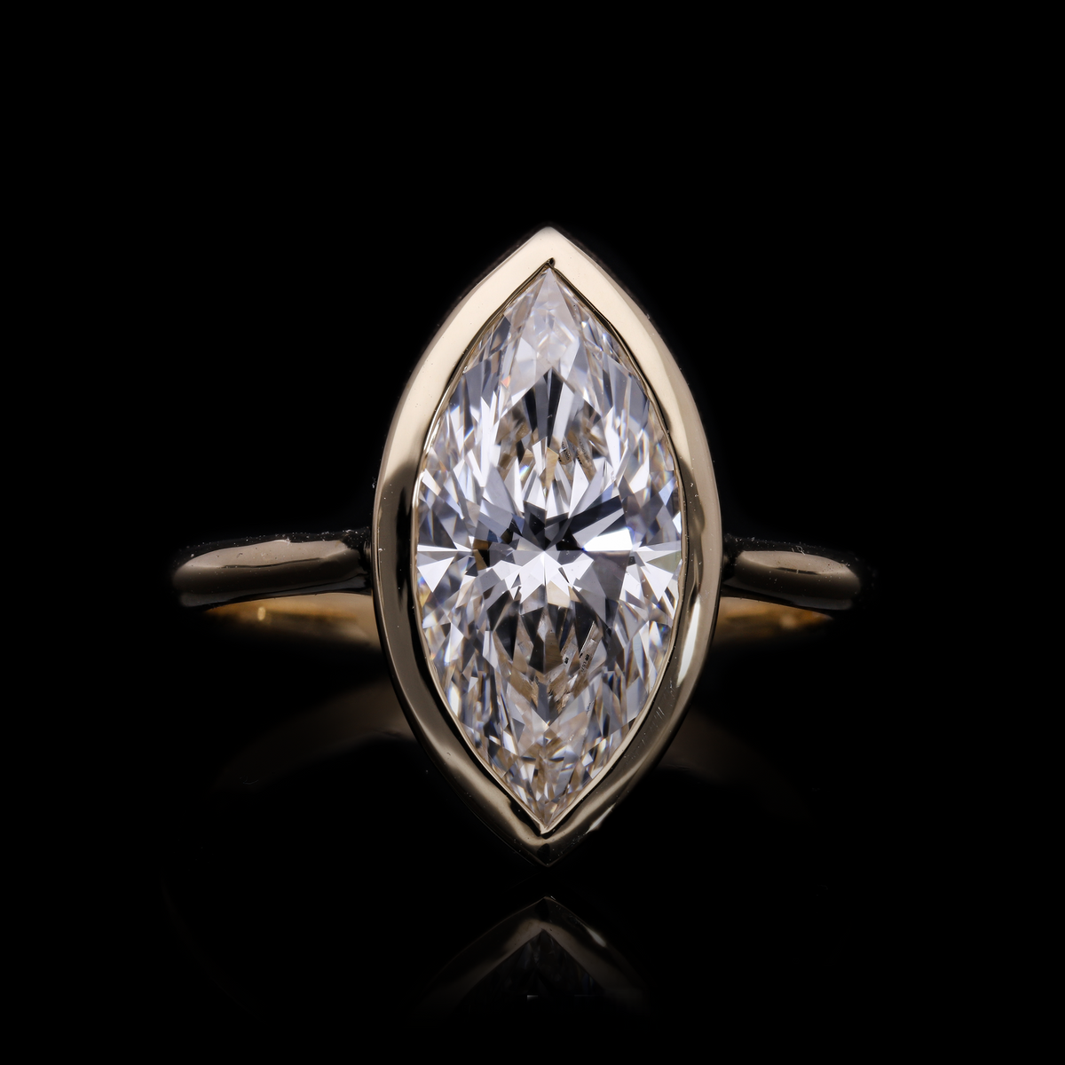 1 Ct VS Marquise Cut Lab-Grown Diamond Engagement Ring | Bezel Setting | 14k Yellow Gold | Elegant Gift for Her ✨💖