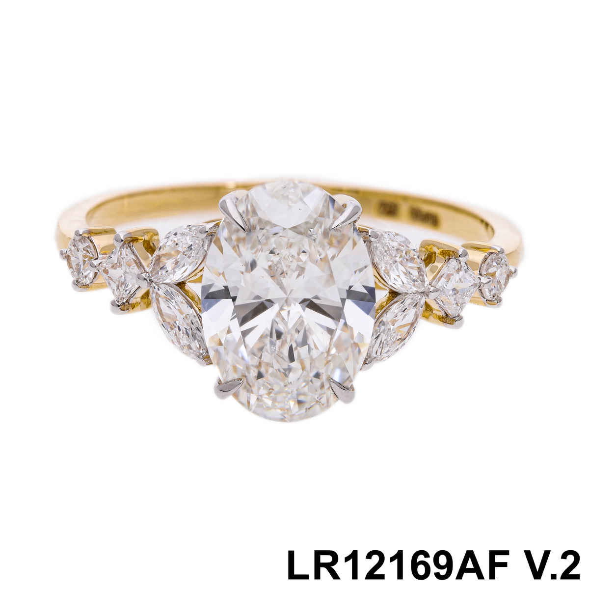 2.45 Ct White Oval, Marquise & Princess Cut Labgrown Diamond Multi-Shape Cluster Ring | 14k Yellow, White, Rose Gold