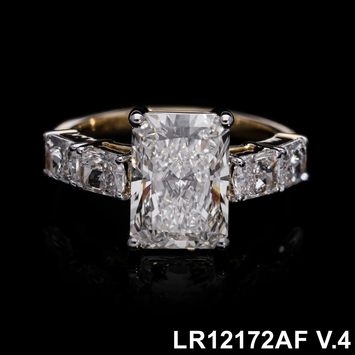 5.50 Ct White Radiant Cut Labgrown Diamond Five-Stone Ring | 14k Yellow, White, Rose Gold