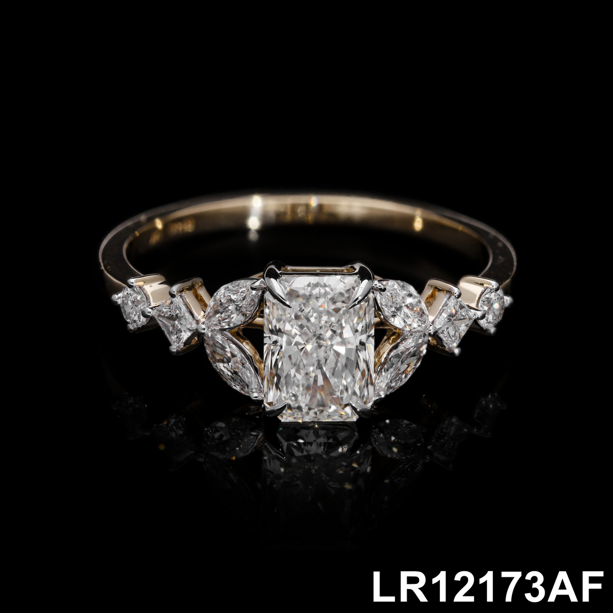 1.45 Ct White Radiant, Marquise & Princess Cut Labgrown Diamond Multi-Shape Cluster Ring | 14k Yellow, White, Rose Gold