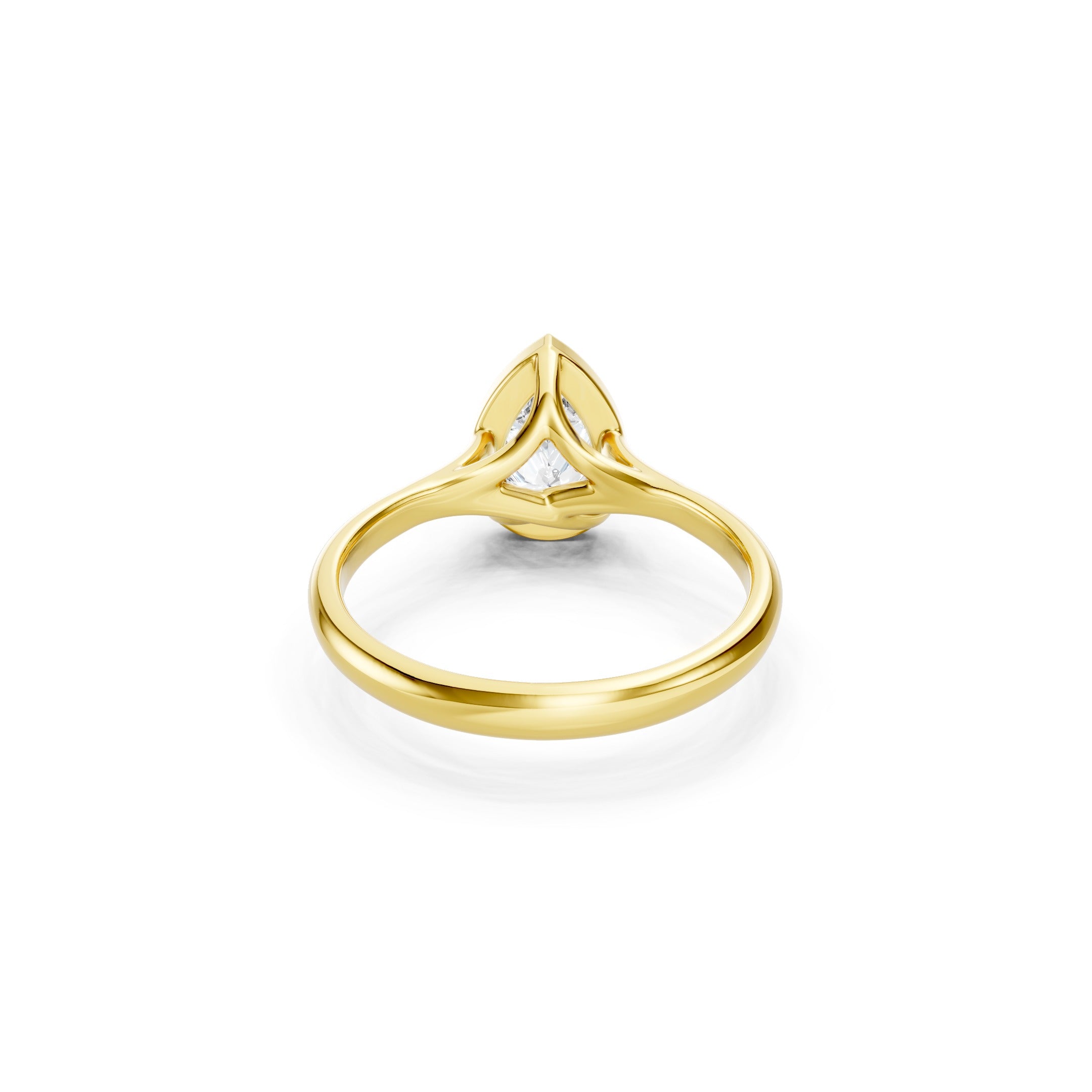 Pear Cut Lab Grown Diamond Engagement Ring in 14K Yellow Gold, Elegant Split Shank with Open Gallery Design