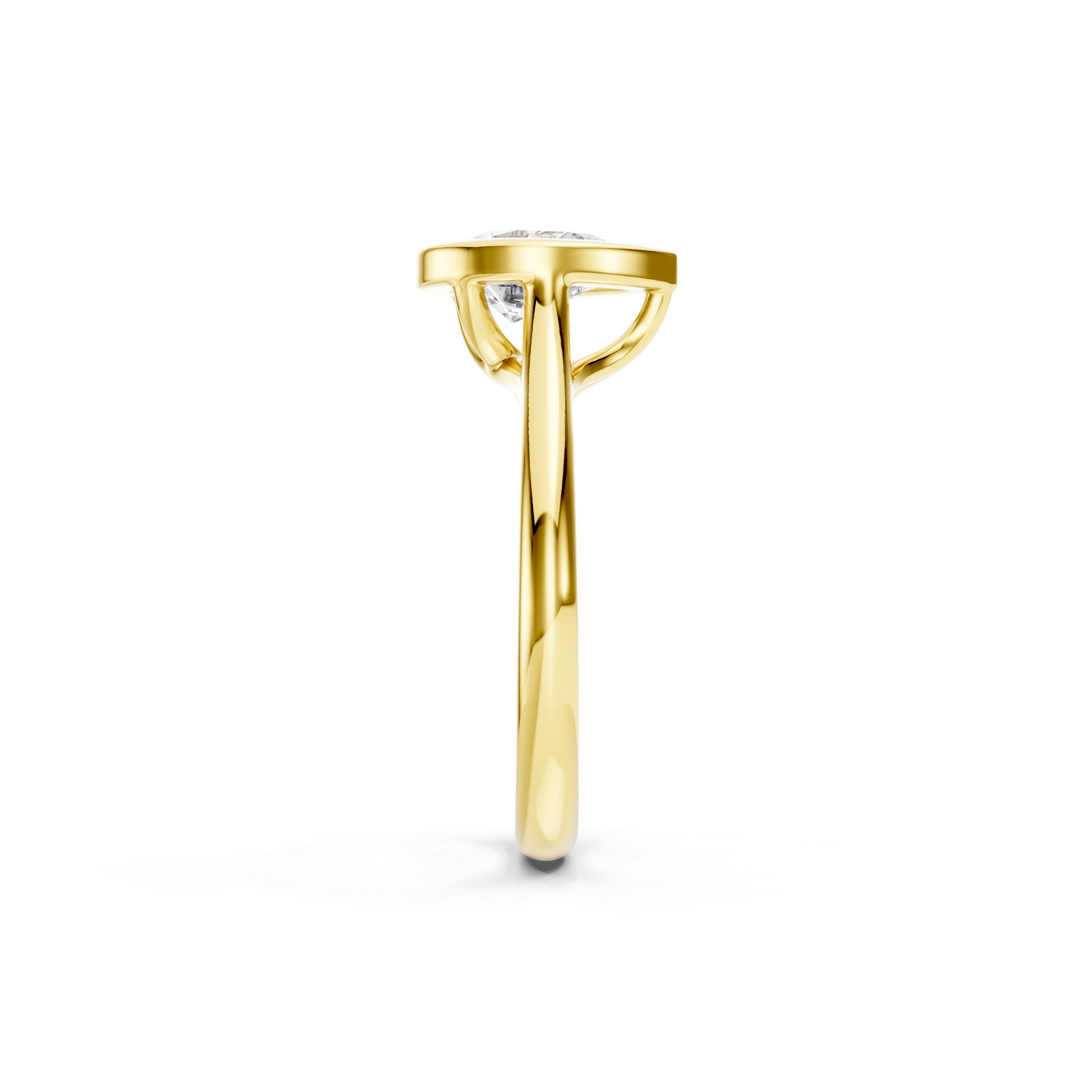 1.00 CT Pear Cut Lab Grown Diamond Solitaire Engagement Ring in 14K Yellow Gold, Bezel Setting