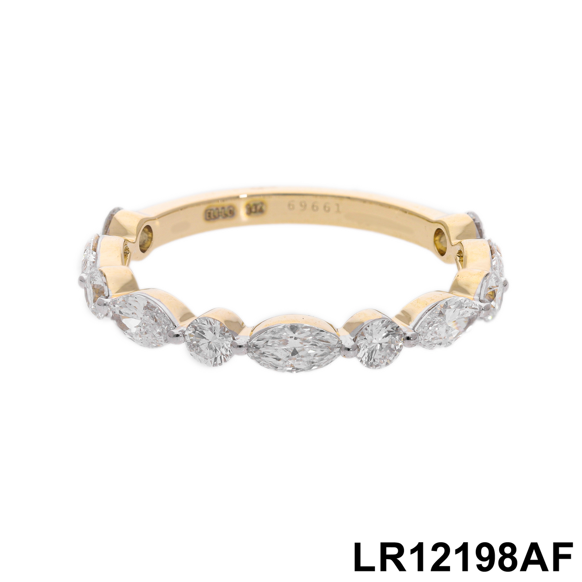 1.10 Ct White Marquise & Round Cut Labgrown Diamond Eternity Band Ring | 14k Yellow, White, Rose Gold