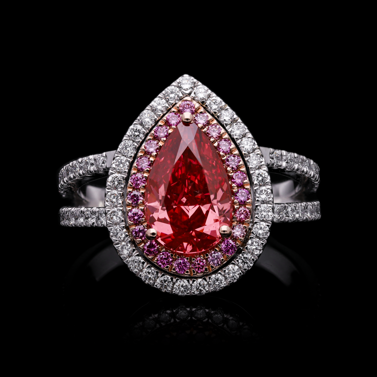 14k White Gold |💍 2.5 Ct VS Color Pear Cut & White Brilliant Cut Lab-Grown Diamond Engagement Ring | Elegant Gift for Her ✨💖